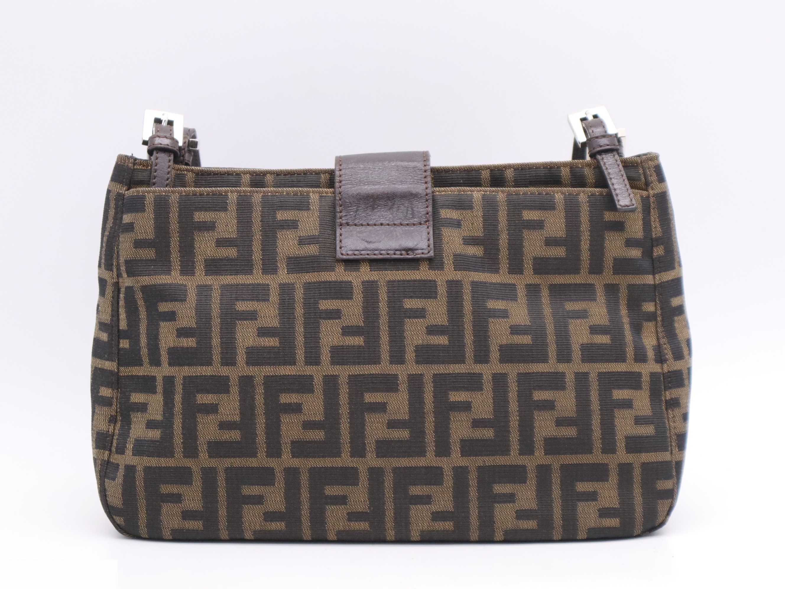 Canvas x Leather Zucca Mamma Bucket Brown SV Hardware — view 2