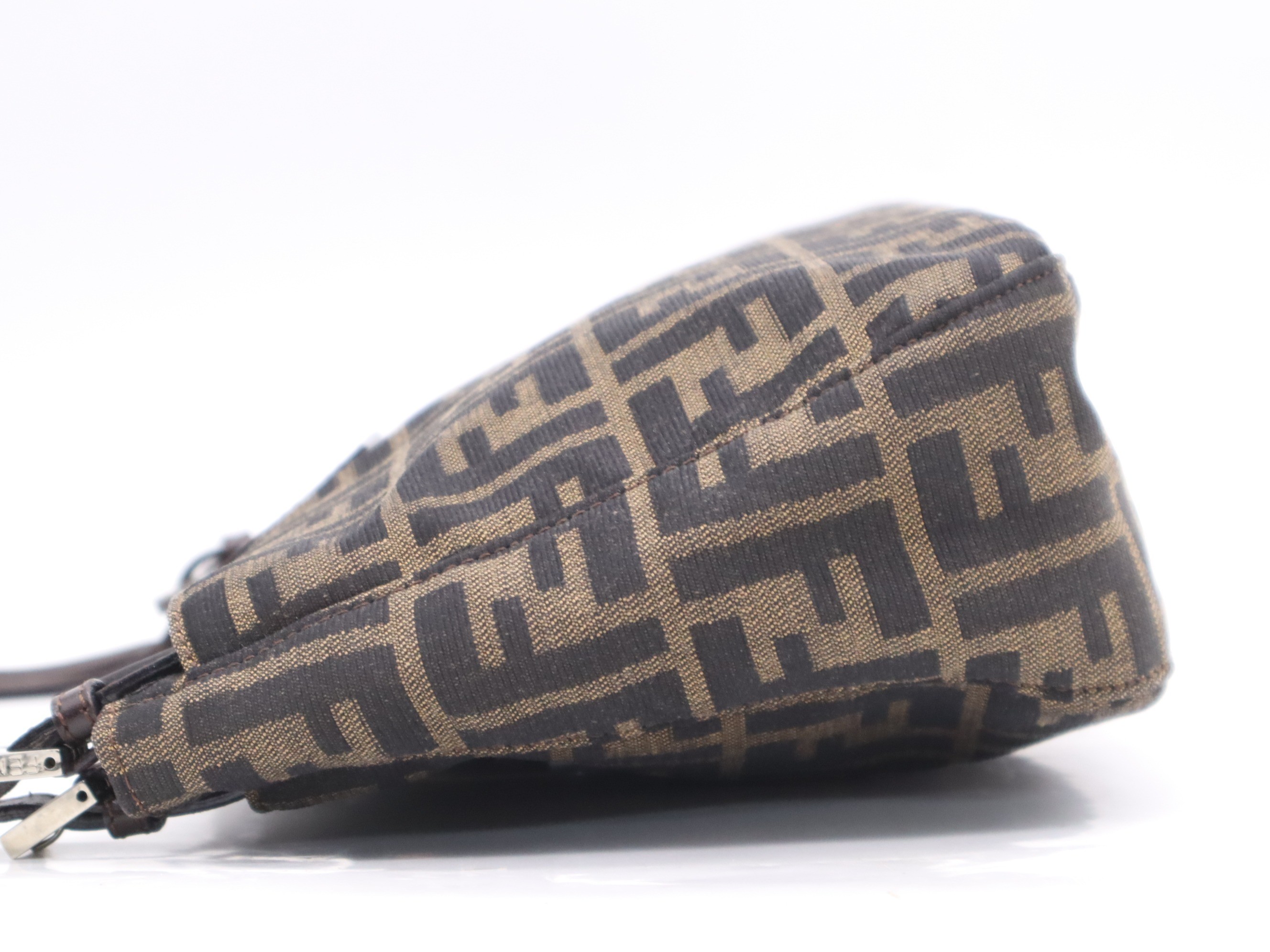 Canvas x Leather Zucca Mamma Bucket Brown SV Hardware — view 3