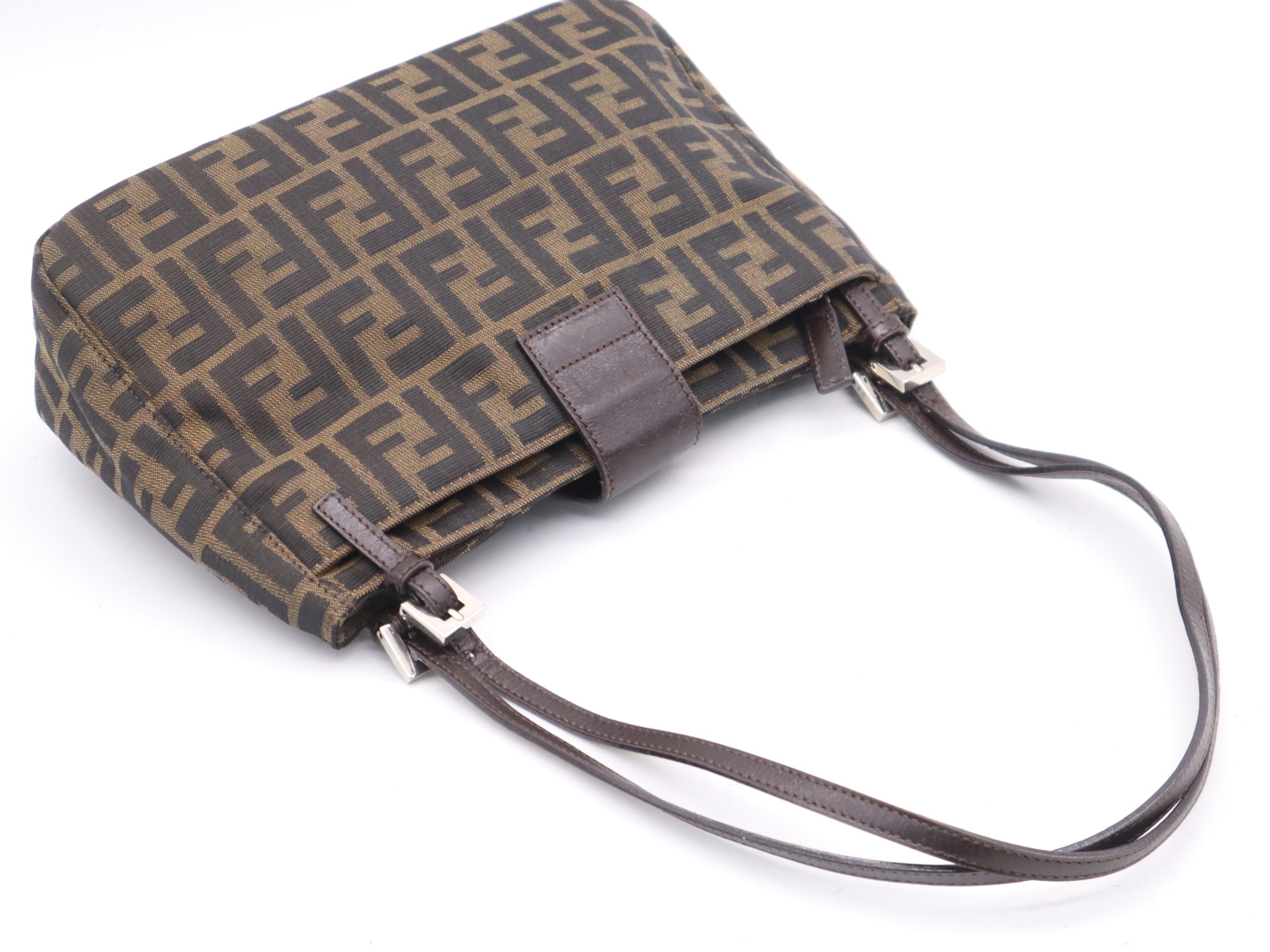 Canvas x Leather Zucca Mamma Bucket Brown SV Hardware — view 6