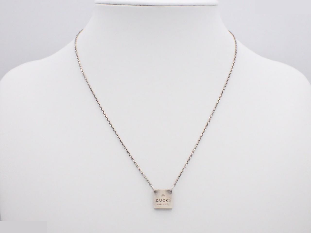 Necklace, square plate, AG925, 6.1g, chain approximately 48cm — view 3