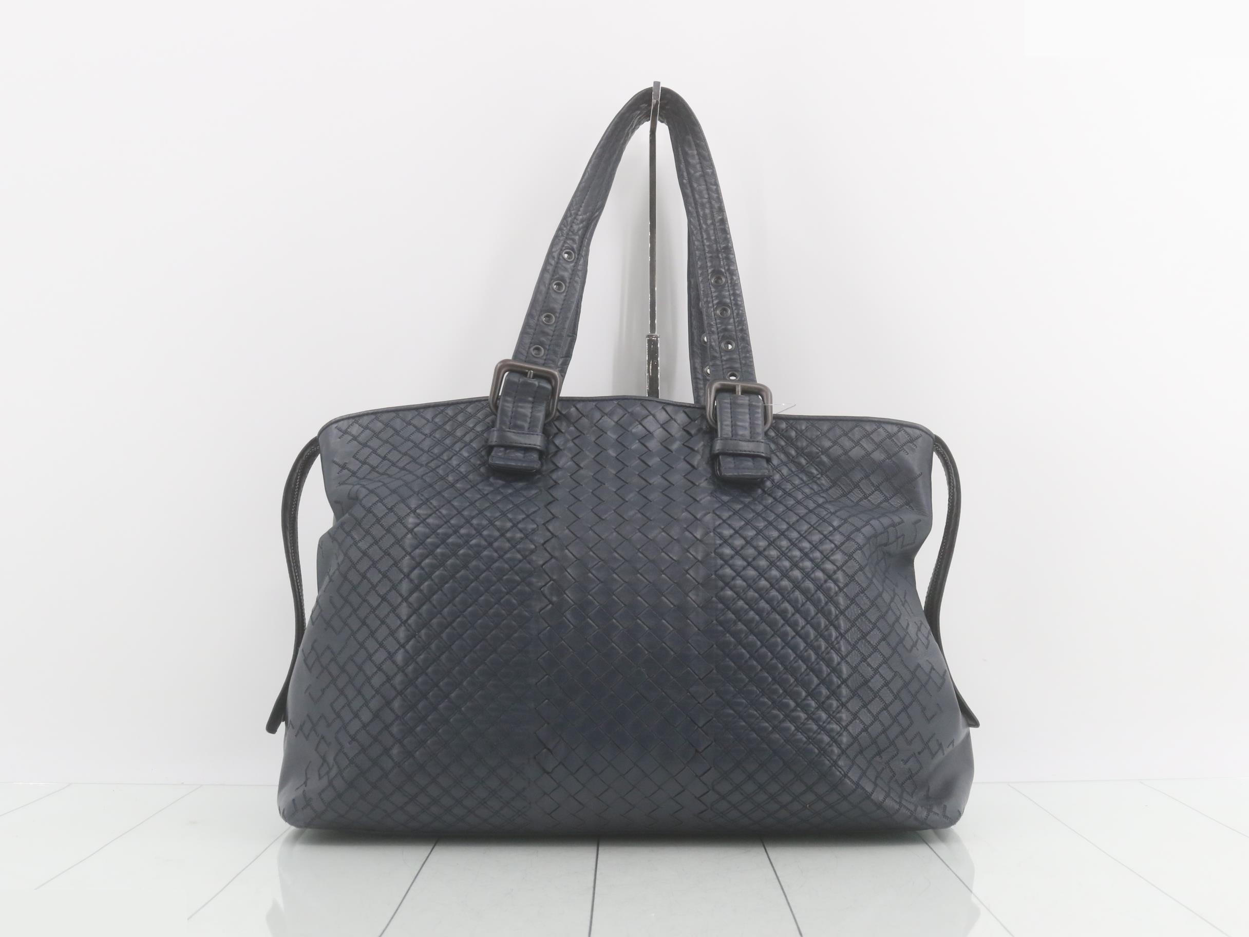 Leather handbag, navy