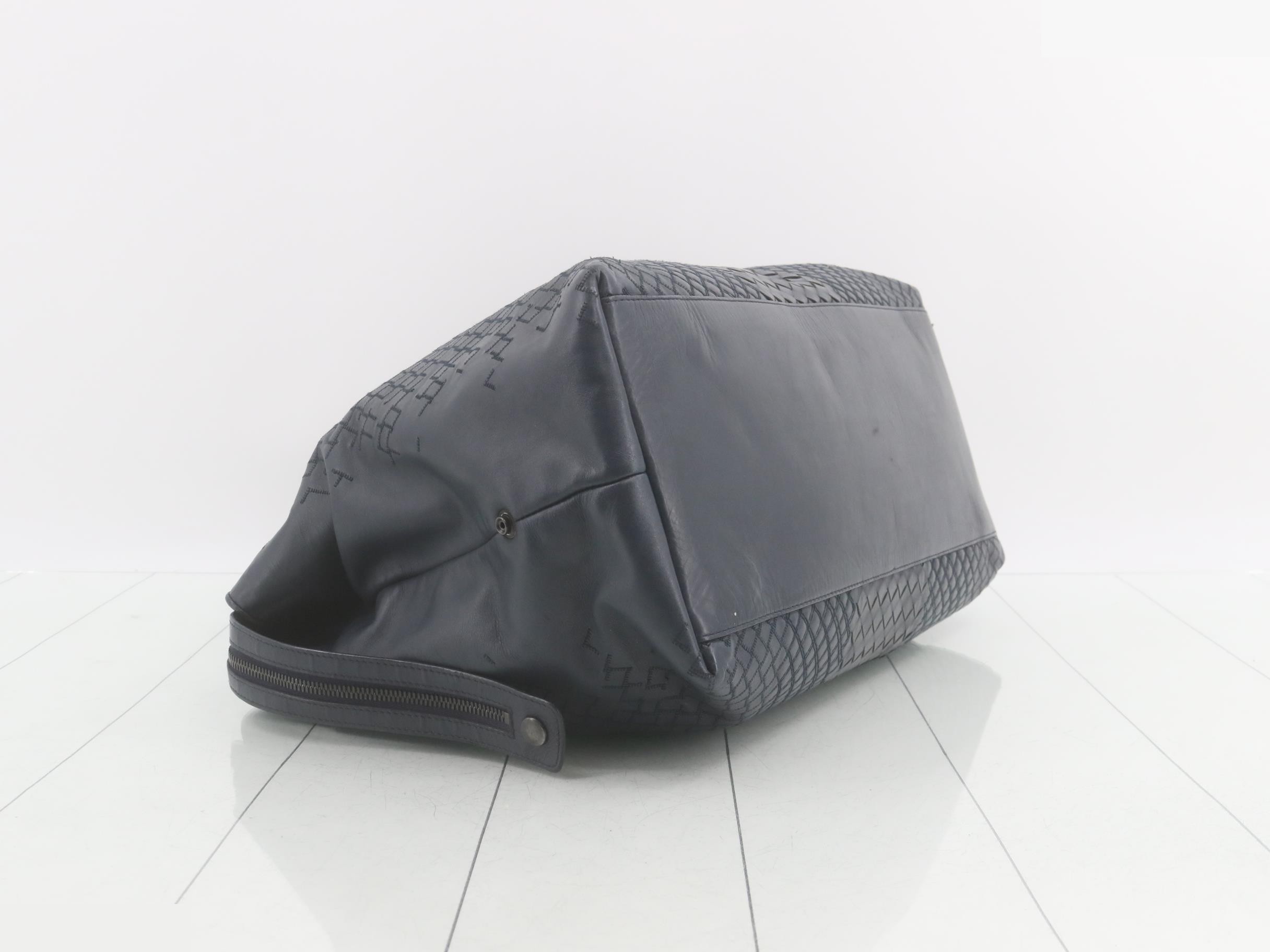 Leather handbag, navy — view 5