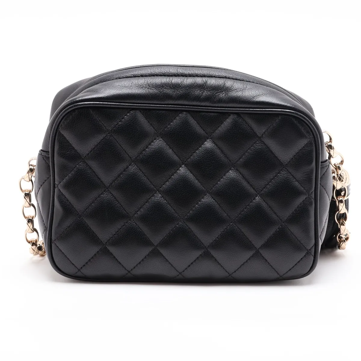 Matelassé Lambskin Chain Shoulder Bag with Fringe, Black with Gold Hardware, 27325823, Serial Number 27 — view 2