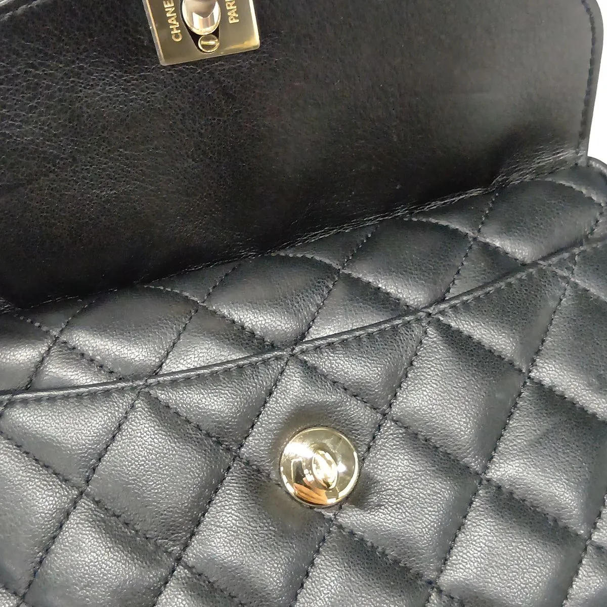 Matelassé Lambskin Chain Shoulder Bag with Fringe, Black with Gold Hardware, 27325823, Serial Number 27 — view 12
