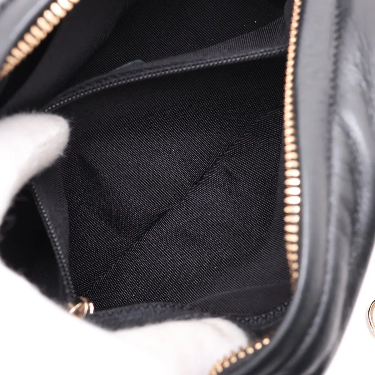 Matelassé Lambskin Chain Shoulder Bag with Fringe, Black with Gold Hardware, 27325823, Serial Number 27 — view 7