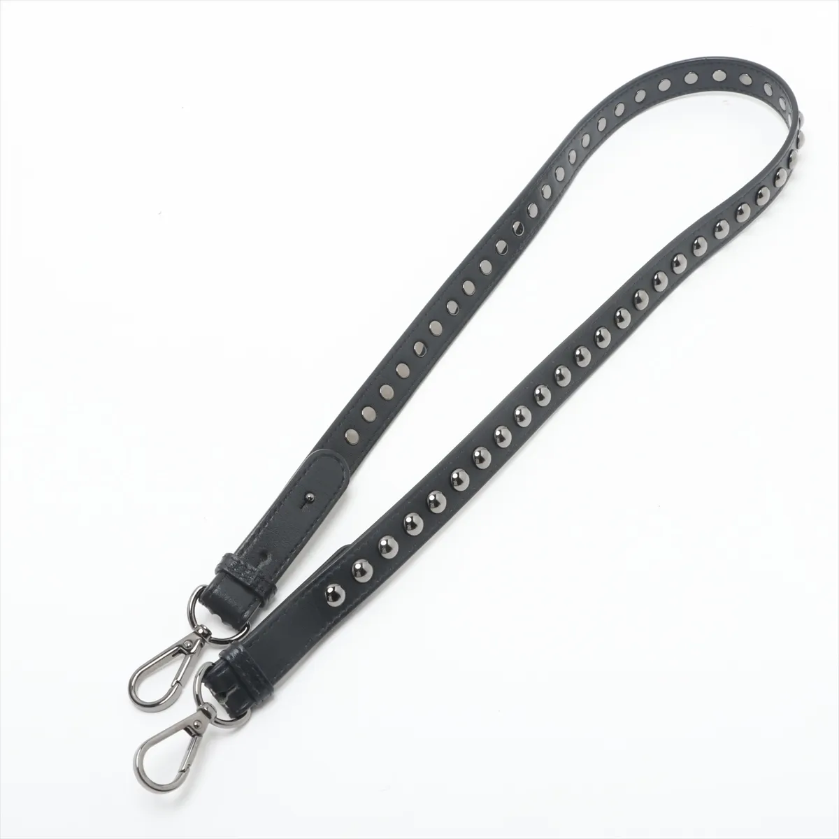 Saddle Bag Leather x Rubber Studs 2-Way Shoulder Bag Black — view 7