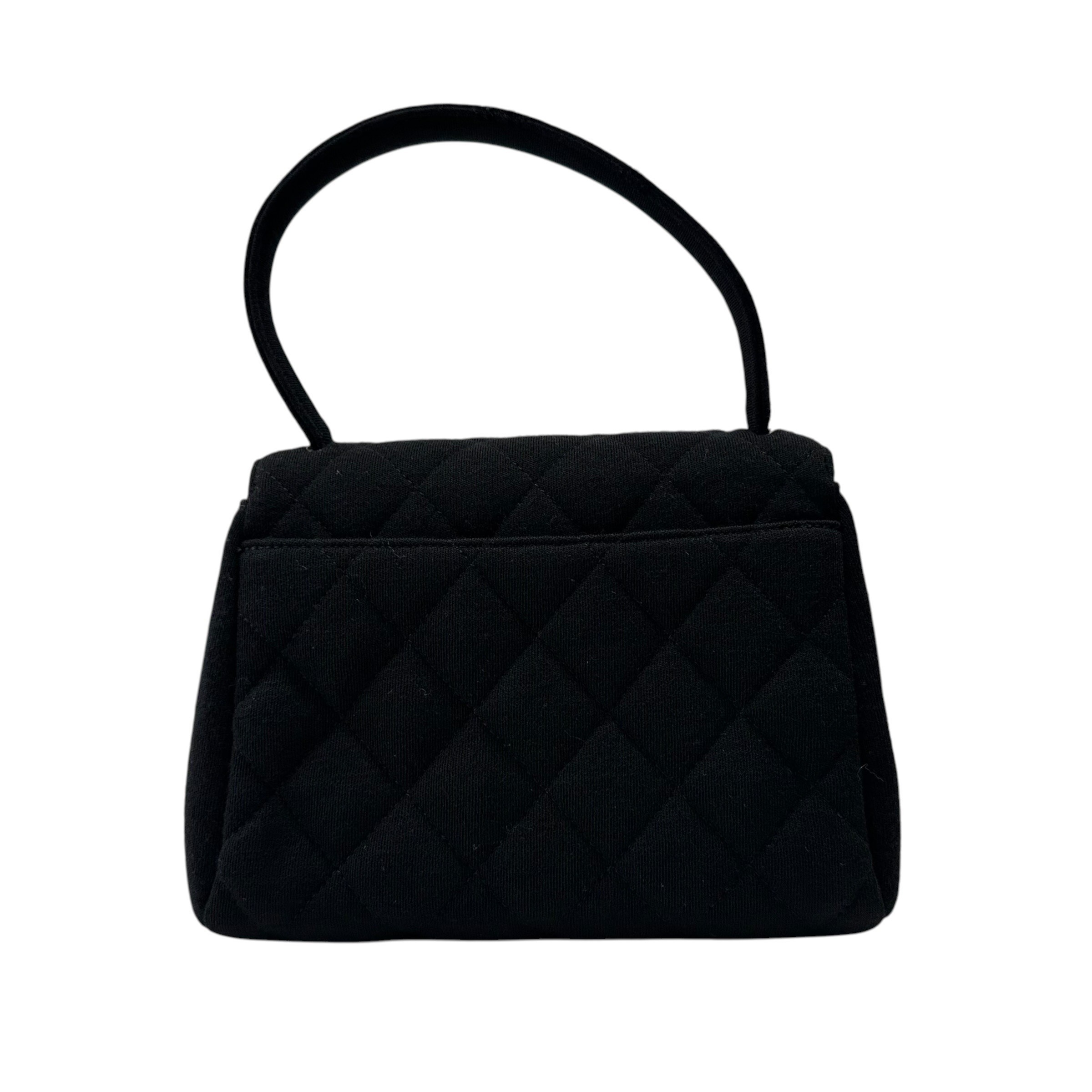 Matelassé Mini Handbag, Coco Handle, Cotton, Black — view 2