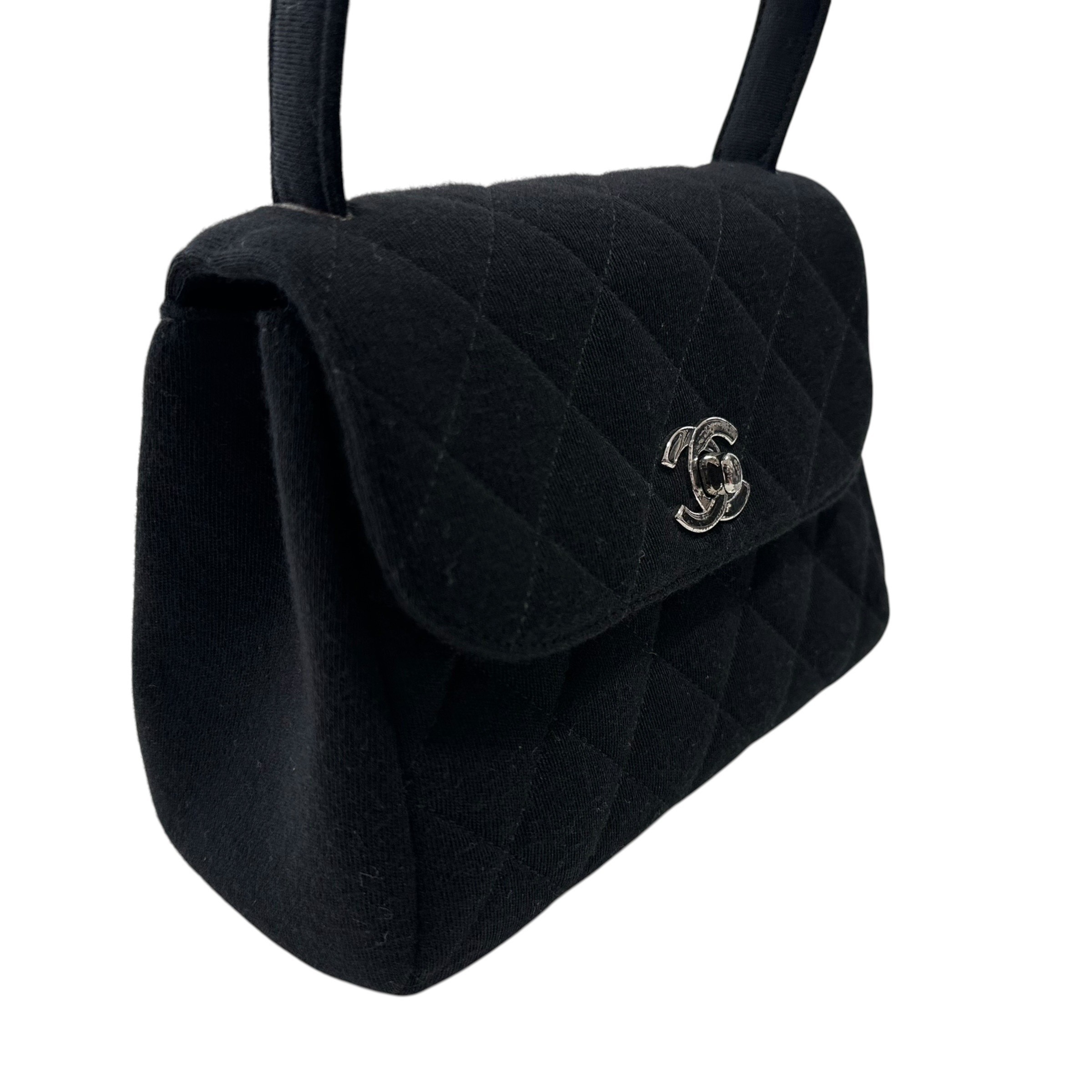 Matelassé Mini Handbag, Coco Handle, Cotton, Black — view 3