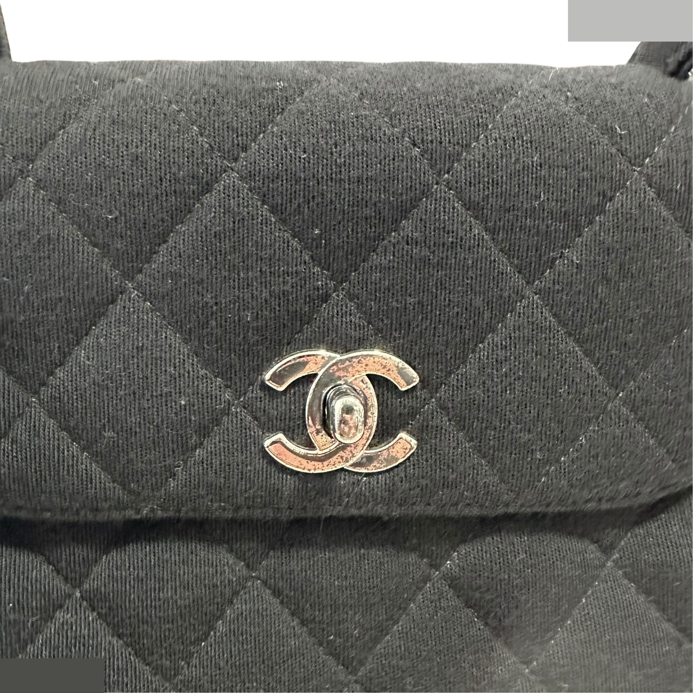 Matelassé Mini Handbag, Coco Handle, Cotton, Black — view 7