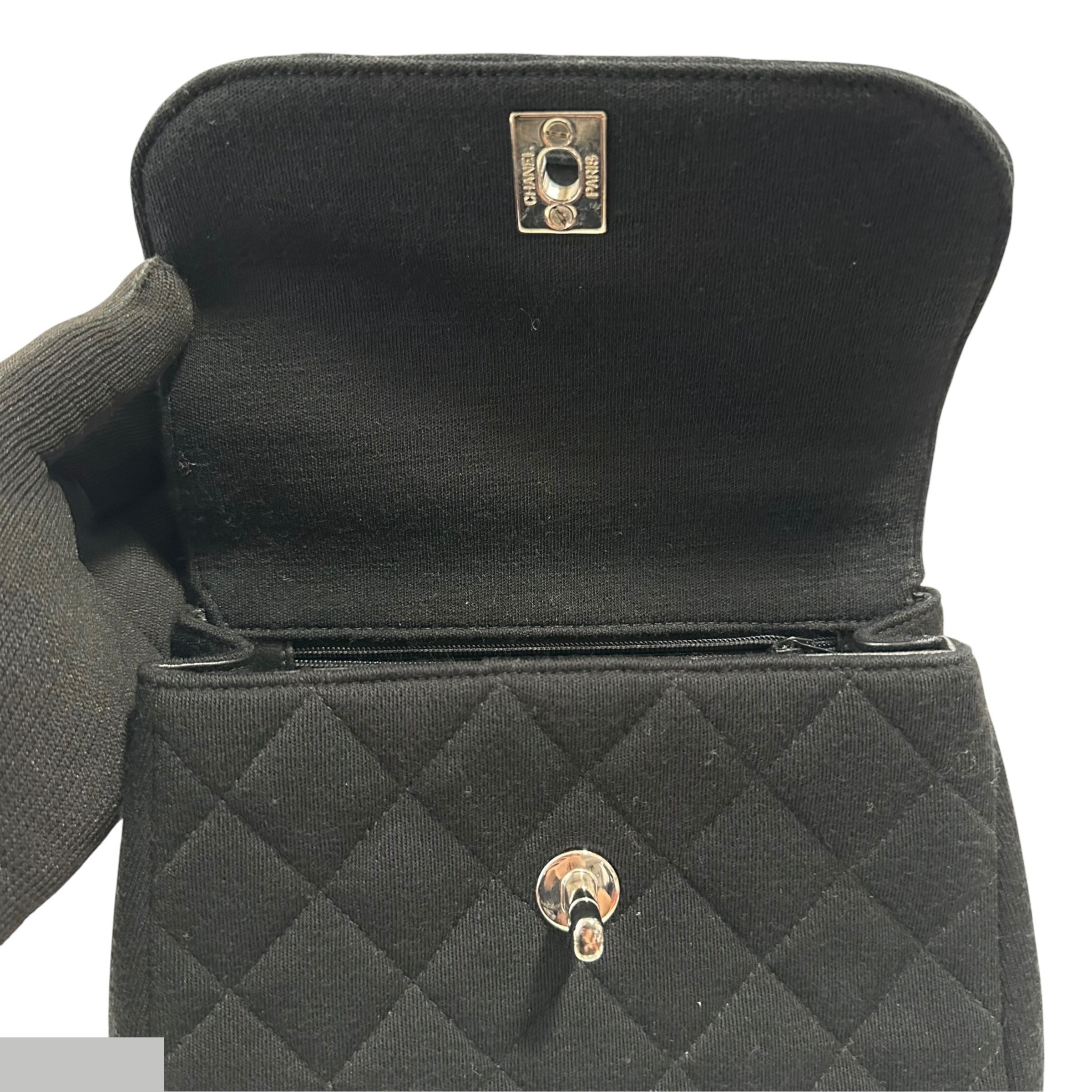 Matelassé Mini Handbag, Coco Handle, Cotton, Black — view 8