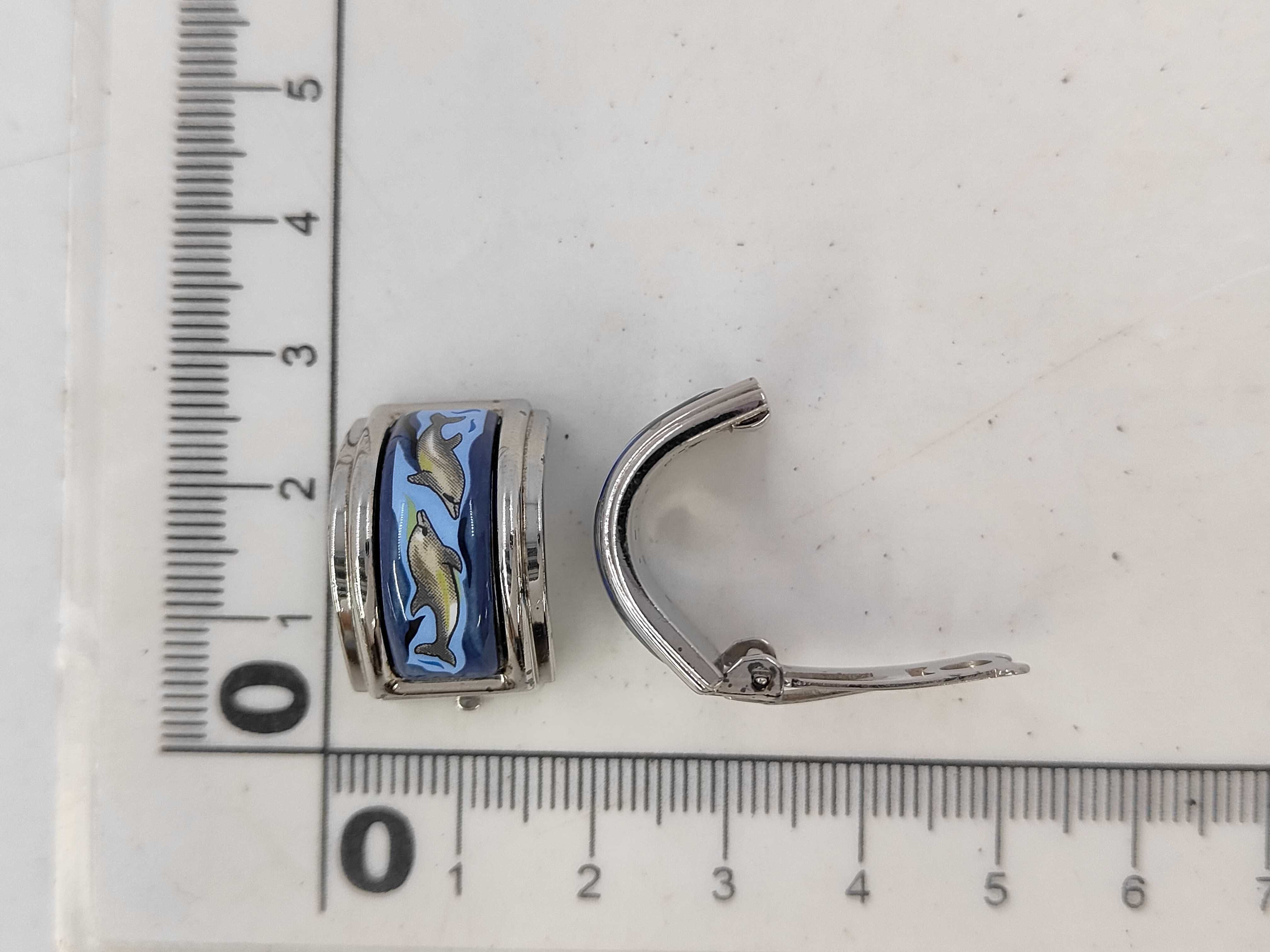 Email Dolphin Blue x Silver Yellow Gold Earrings — view 5