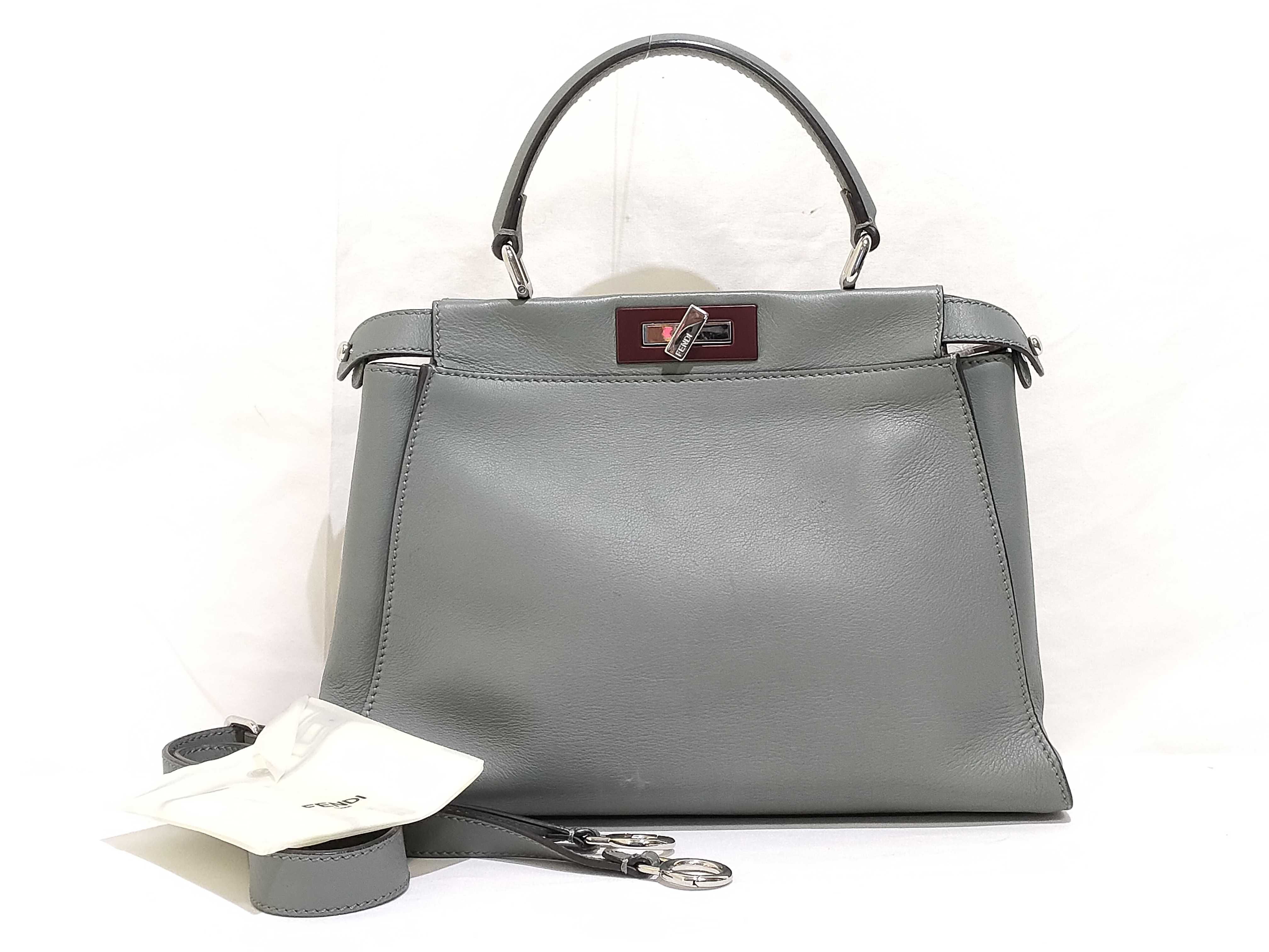 Peekaboo Regular Selleria Leather 2-Way Handbag, Green, 8BN290 (Handbag)