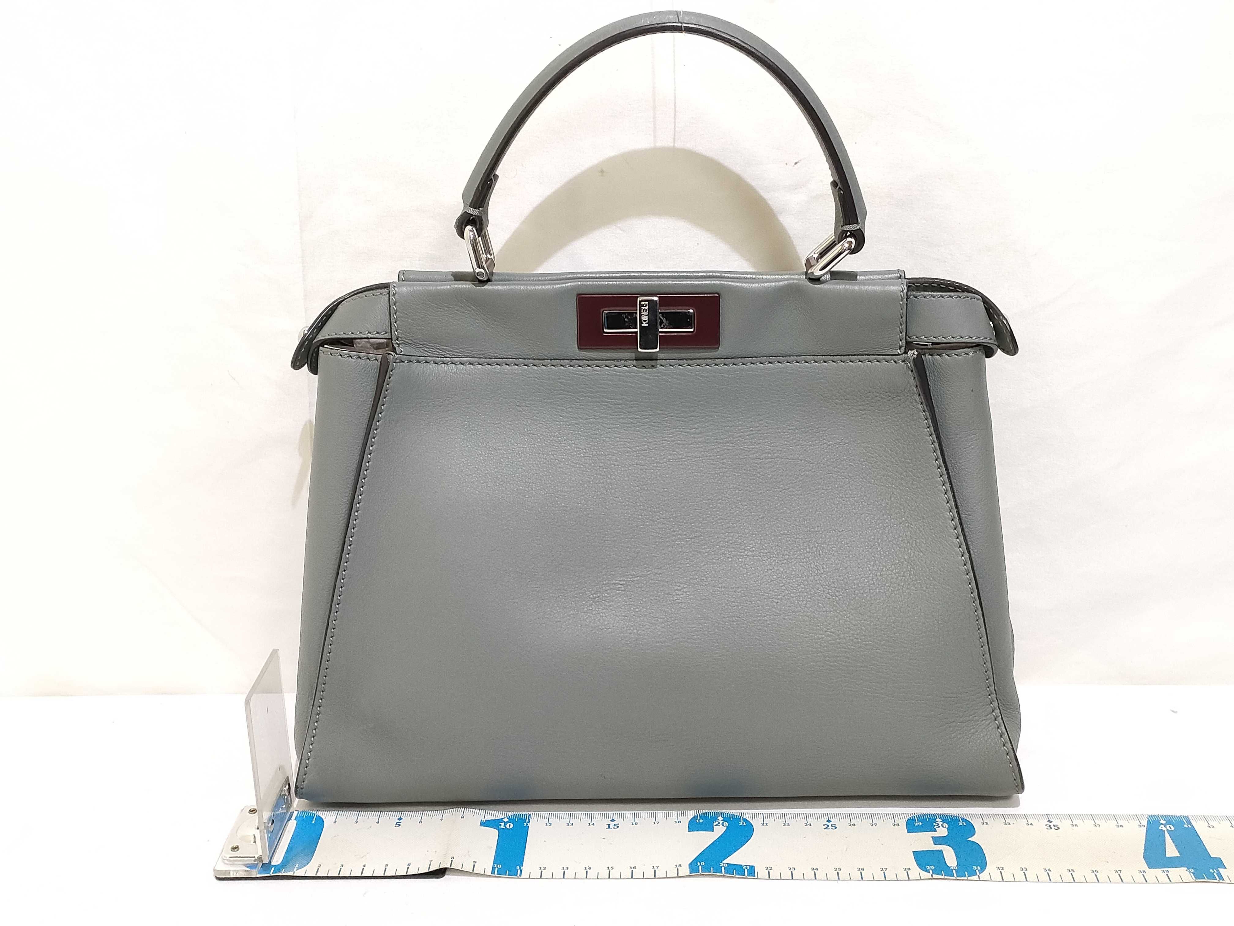 Peekaboo Regular Selleria Leather 2-Way Handbag, Green, 8BN290 (Handbag) — view 2
