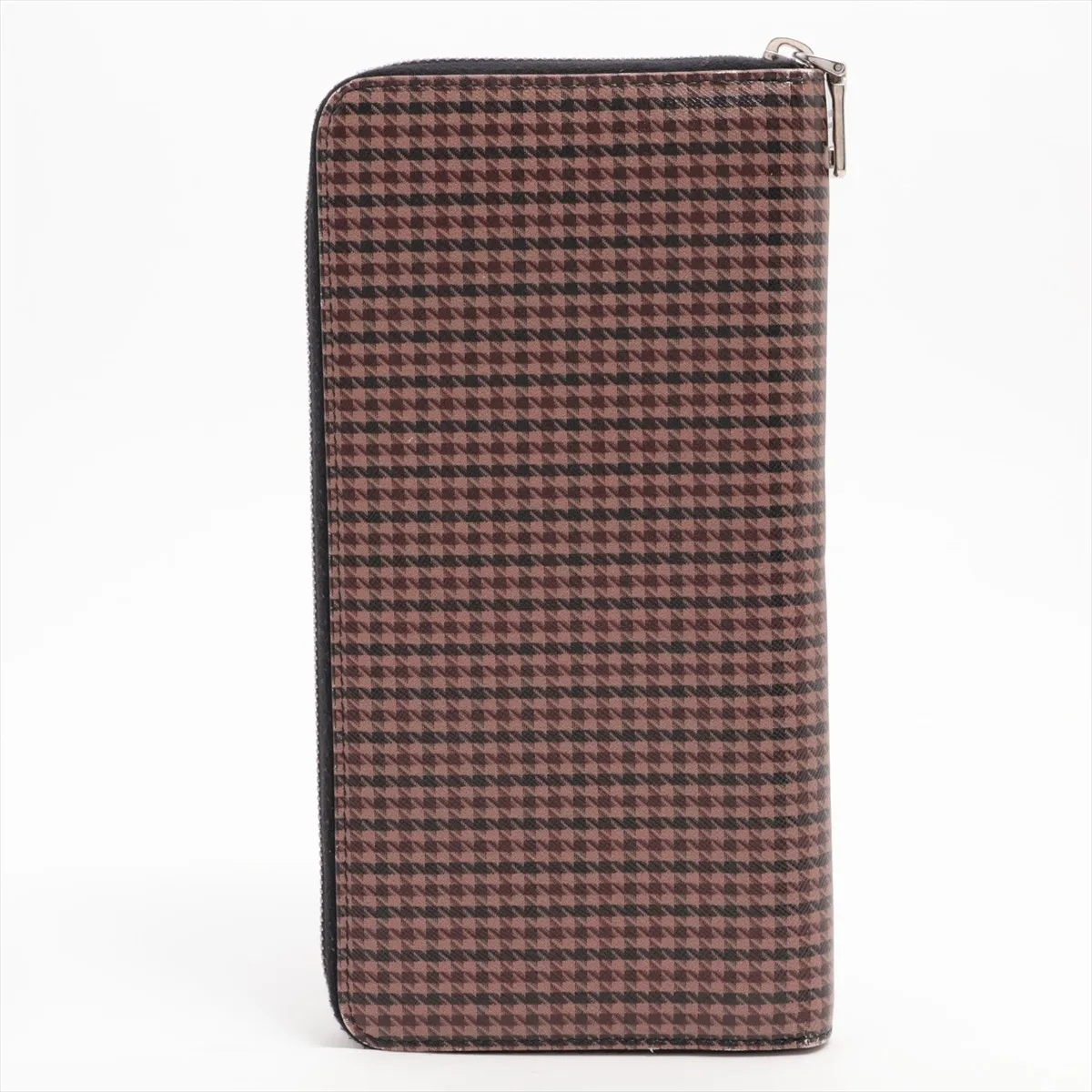 Saffiano Print 24022M501D PVC x Leather Round Zip Wallet Brown Houndstooth — view 2