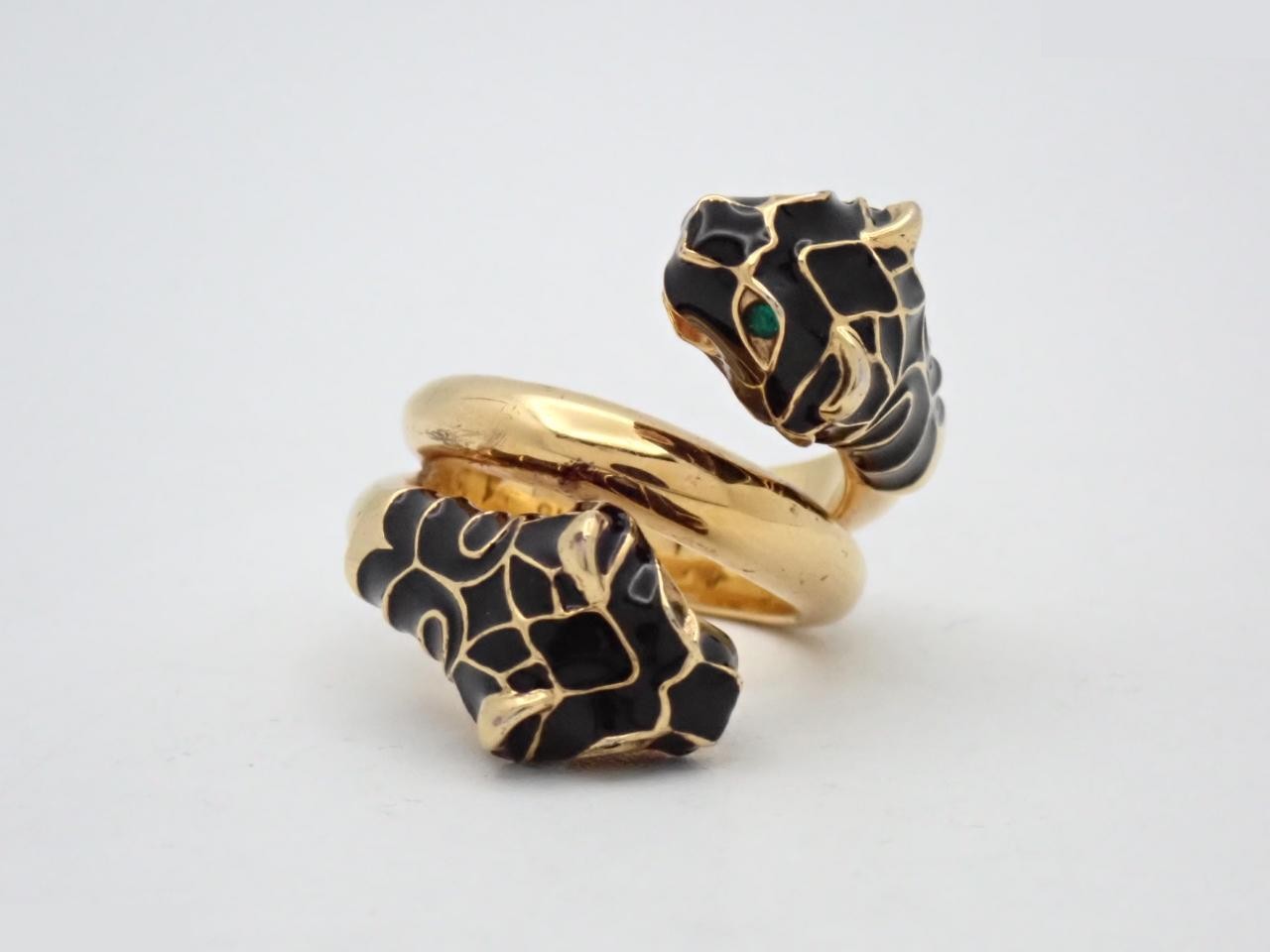 Animalier Tiger Black x Gold Ring, Engraved 14