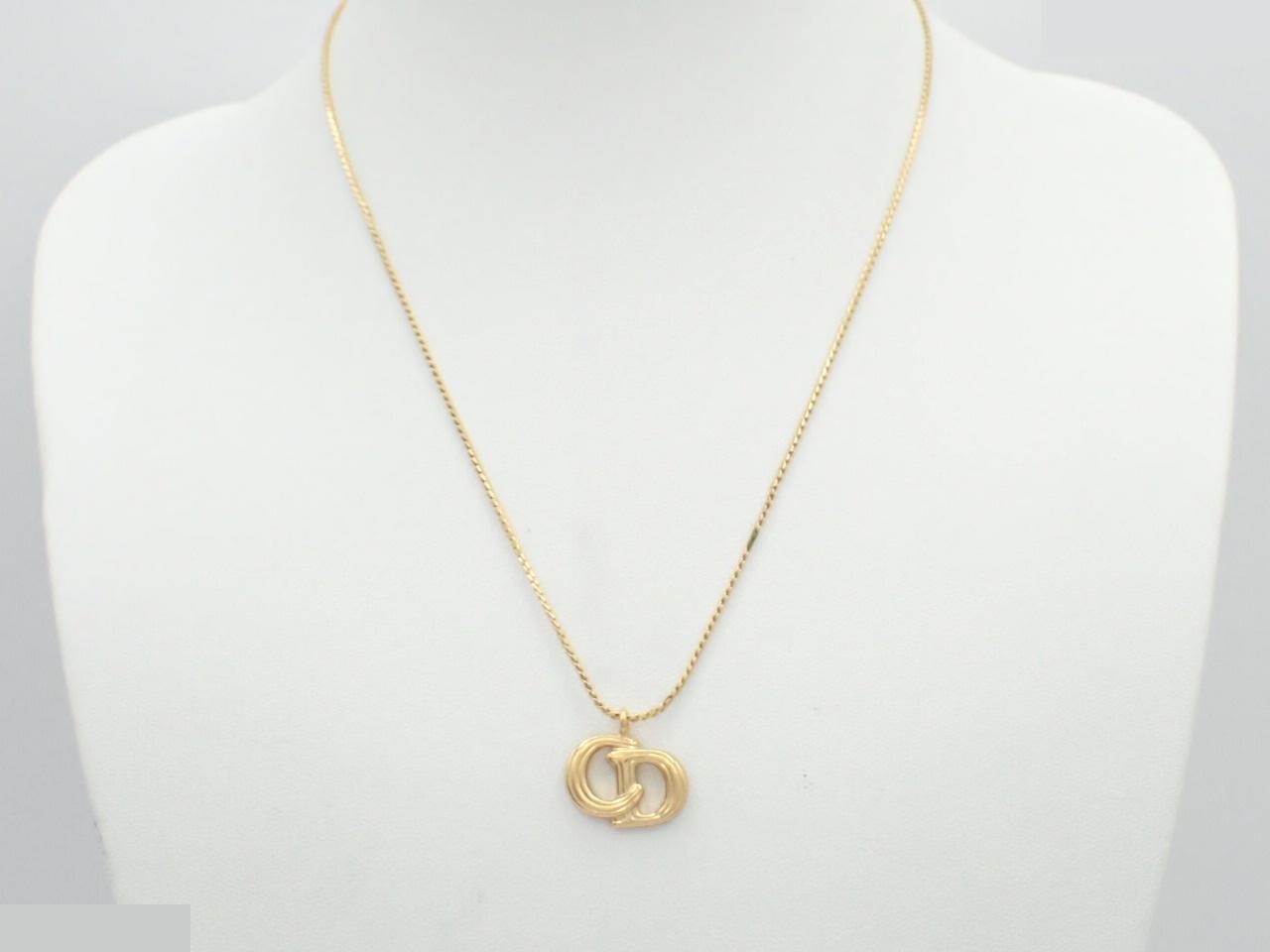 CD logo gold necklace pendant, chain approximately 42cm — view 3