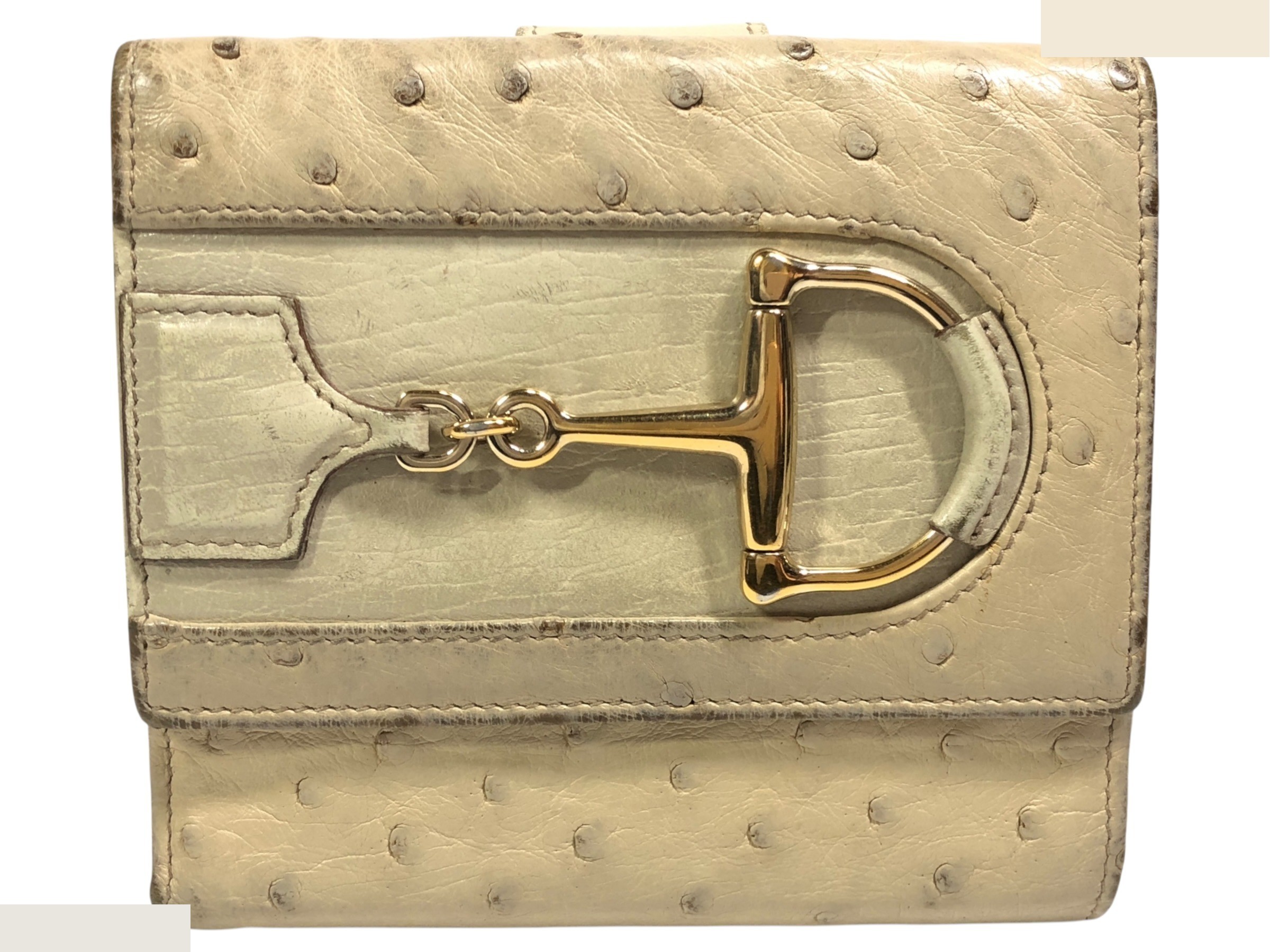 Ostrich Horsebit Compact Wallet