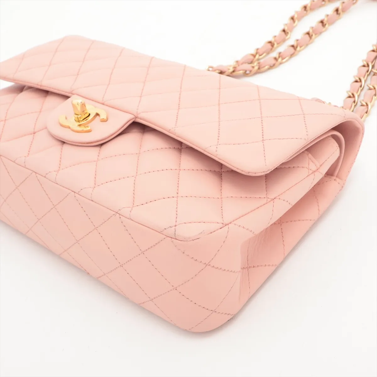 Matelasse 25 Lambskin Double Flap Double Chain Bag Pink Gold Hardware 9524562 9th Series A01112 — view 3
