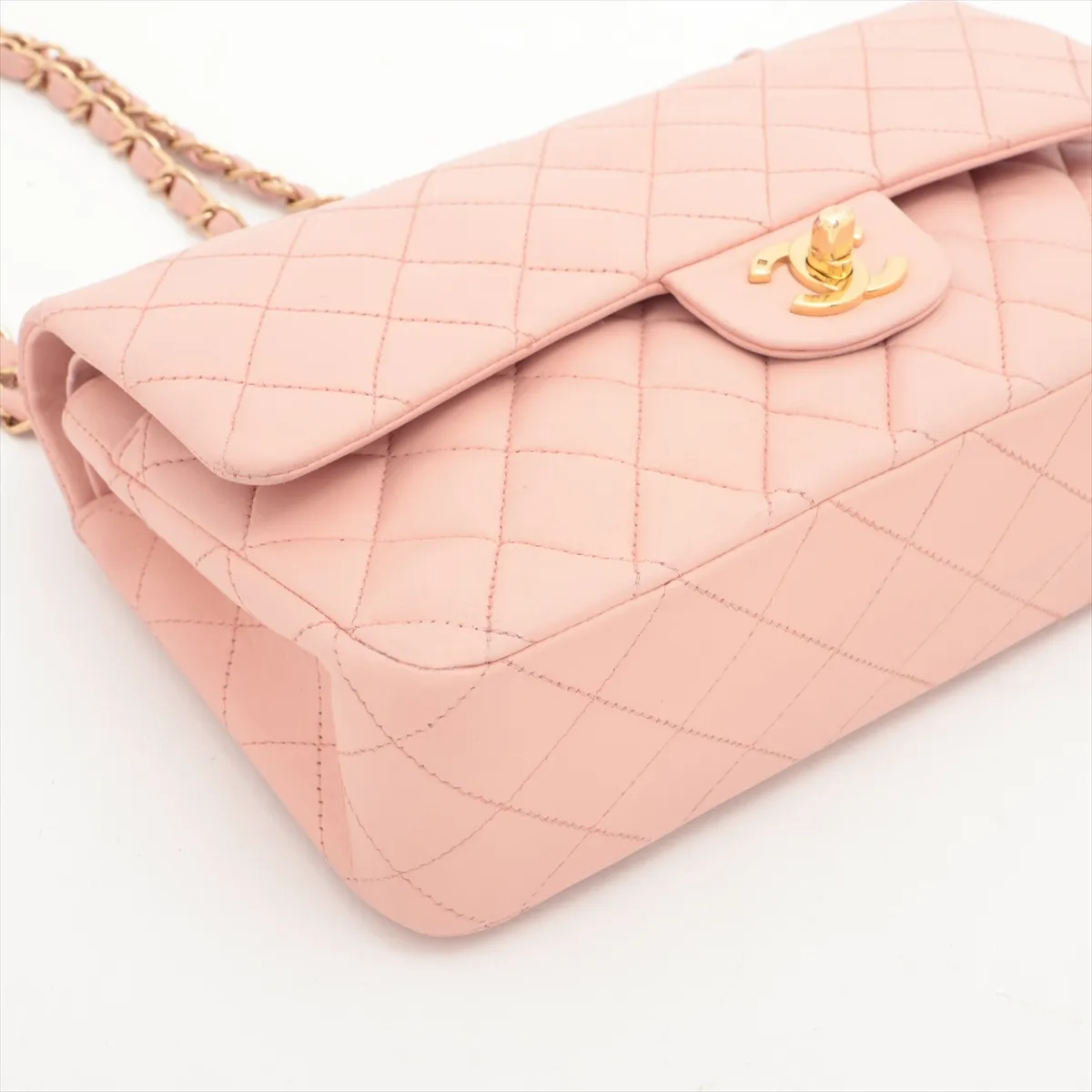 Matelasse 25 Lambskin Double Flap Double Chain Bag Pink Gold Hardware 9524562 9th Series A01112 — view 4