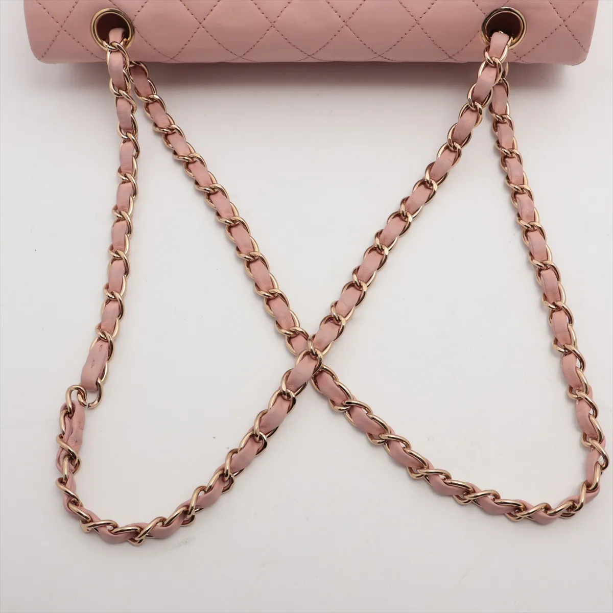 Matelasse 25 Lambskin Double Flap Double Chain Bag Pink Gold Hardware 9524562 9th Series A01112 — view 5