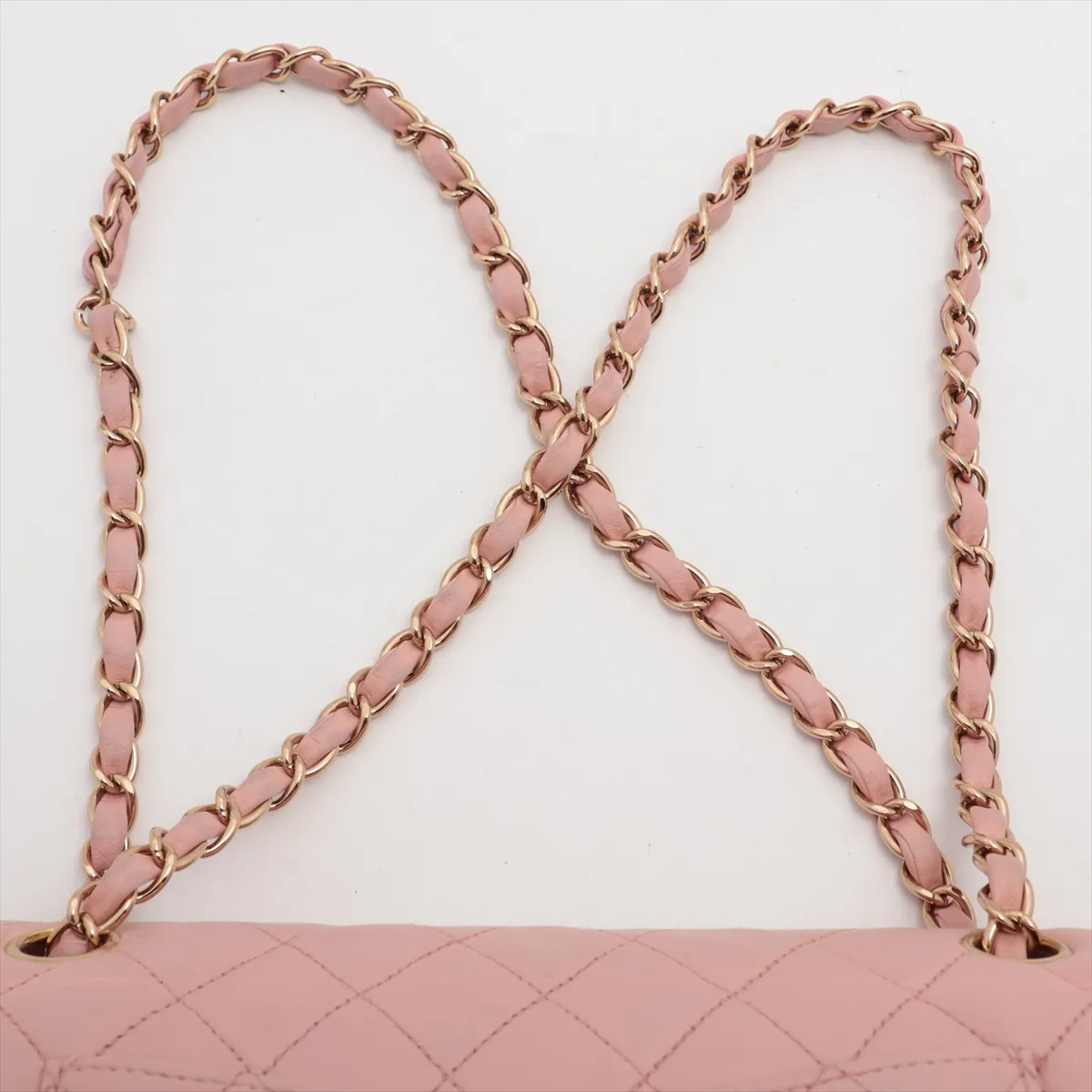 Matelasse 25 Lambskin Double Flap Double Chain Bag Pink Gold Hardware 9524562 9th Series A01112 — view 6