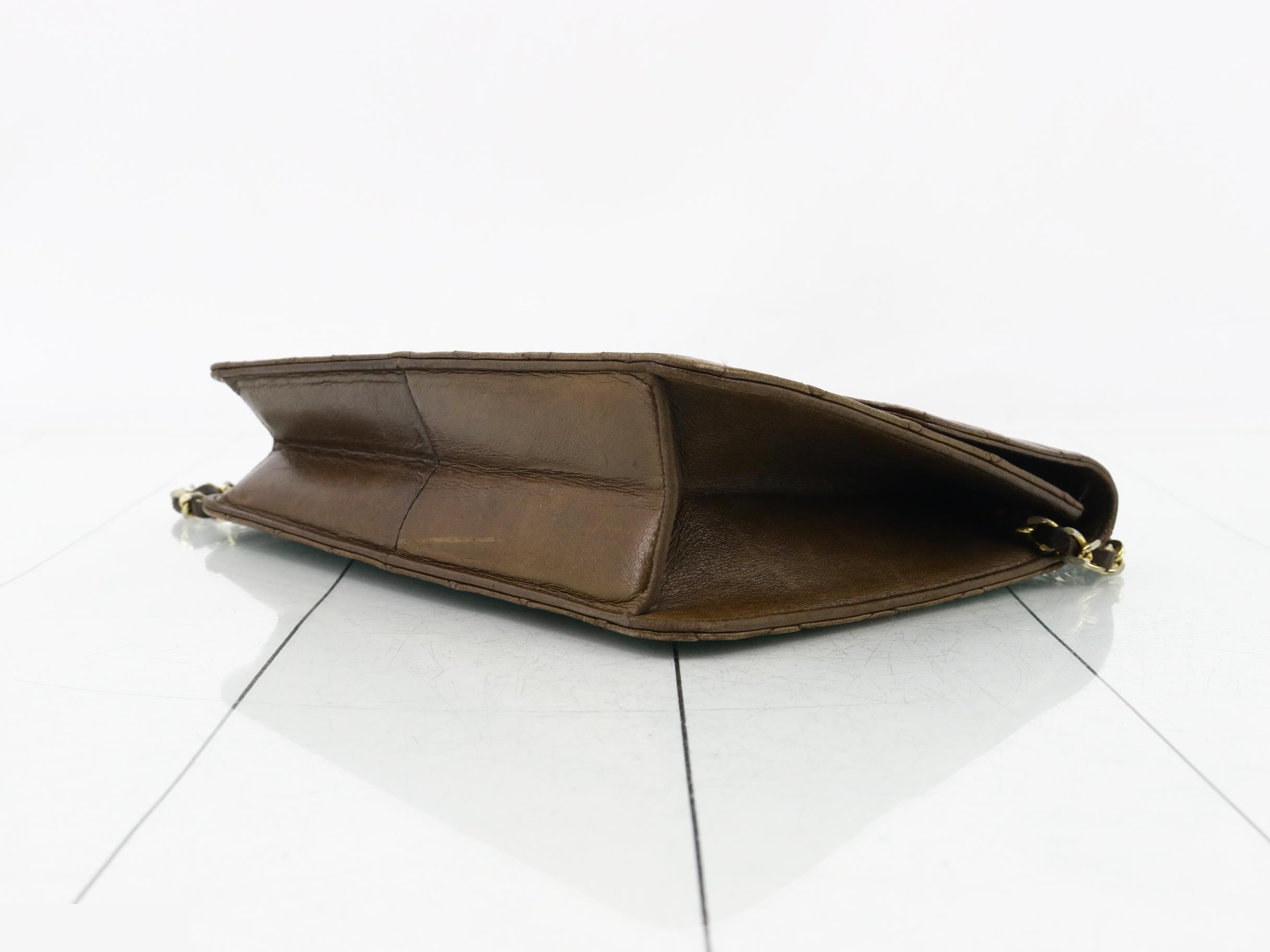 Matelassé Chain Shoulder Bag, Brown — view 6