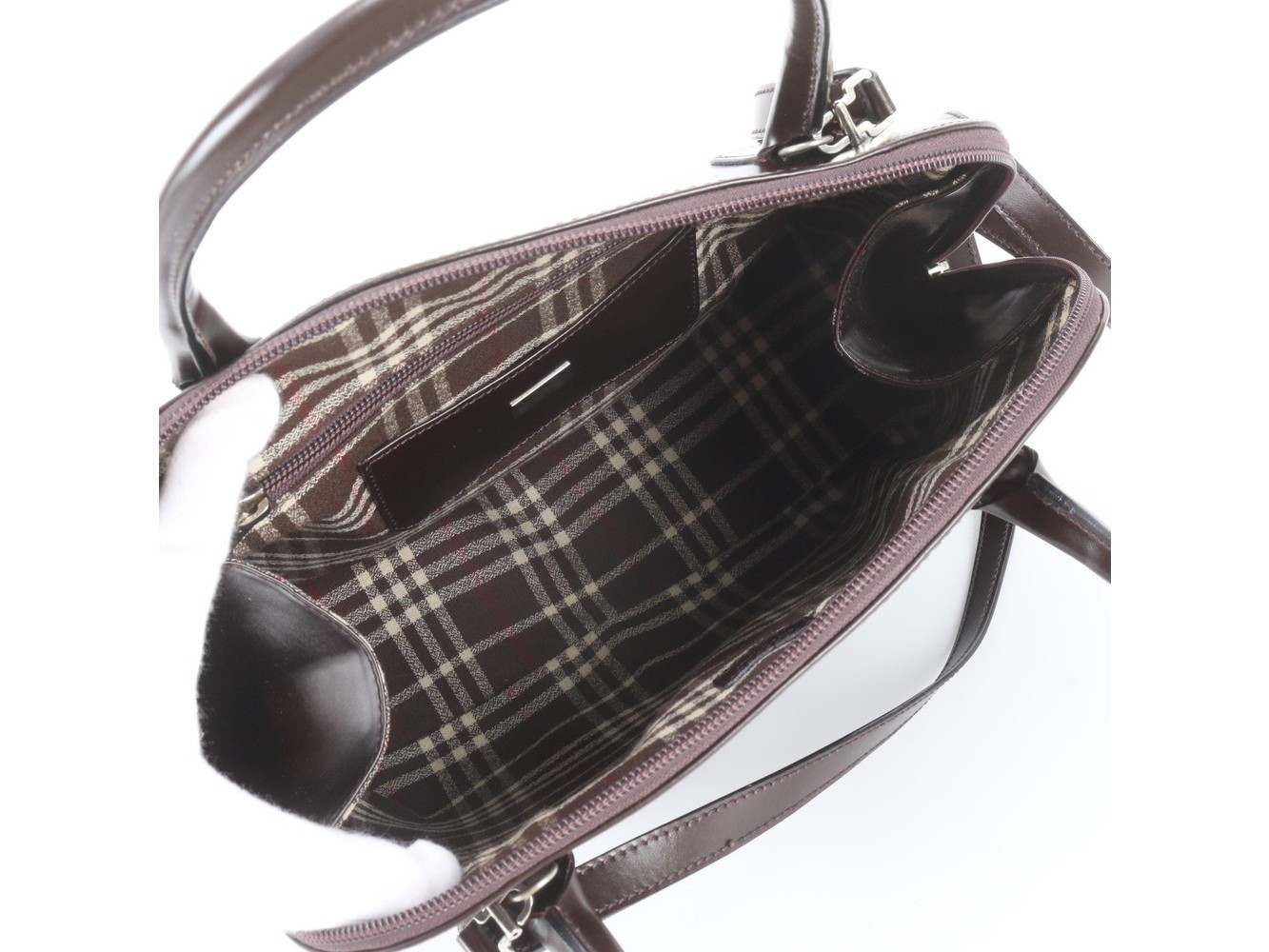 Leather check pattern 2-way shoulder bag, crossbody bag. — view 8