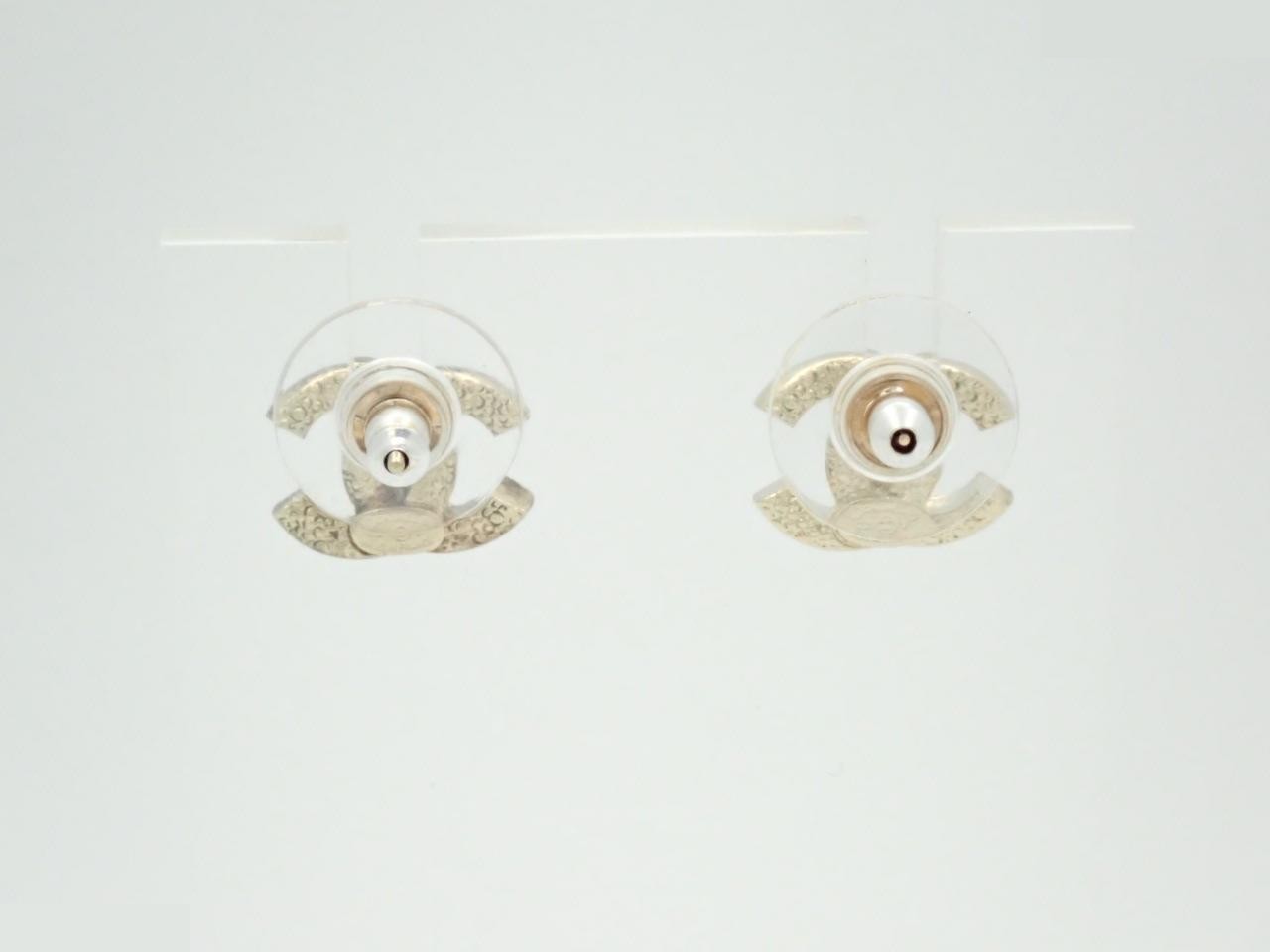 earrings, Coco Mark design, rhinestones, gold, C21V, width 1.3cm — view 2