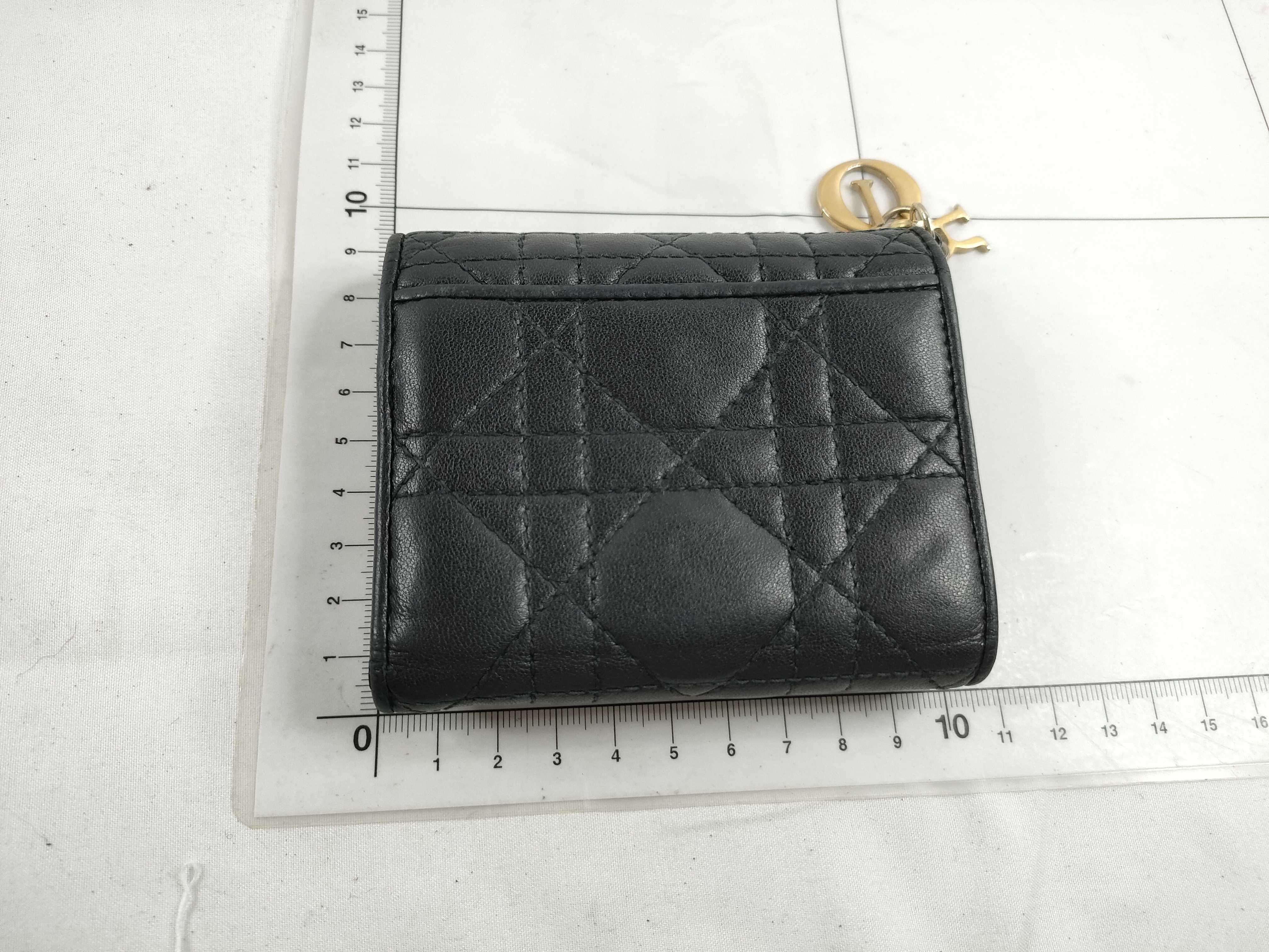 Lady Dior Cannage Lambskin Lady Lotus Wallet Tri-fold Wallet Black — view 2