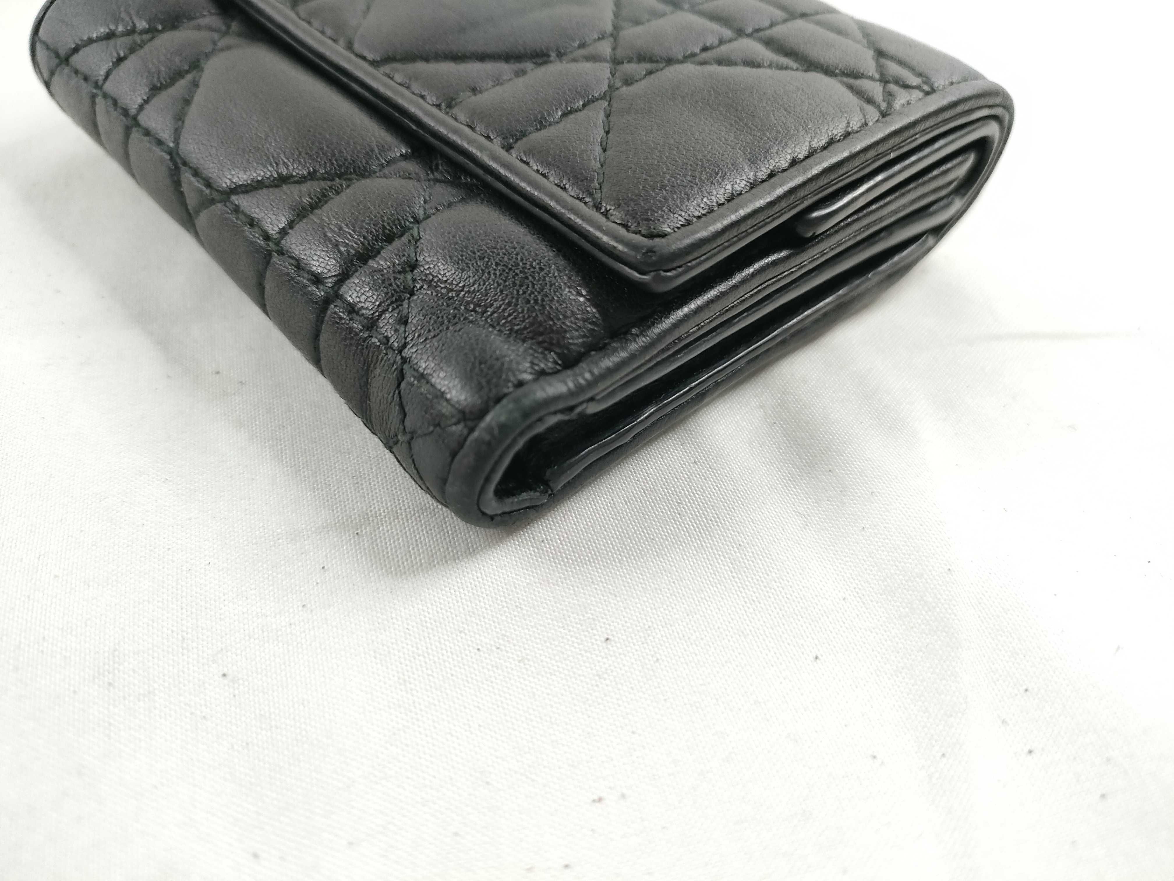Lady Dior Cannage Lambskin Lady Lotus Wallet Tri-fold Wallet Black — view 3