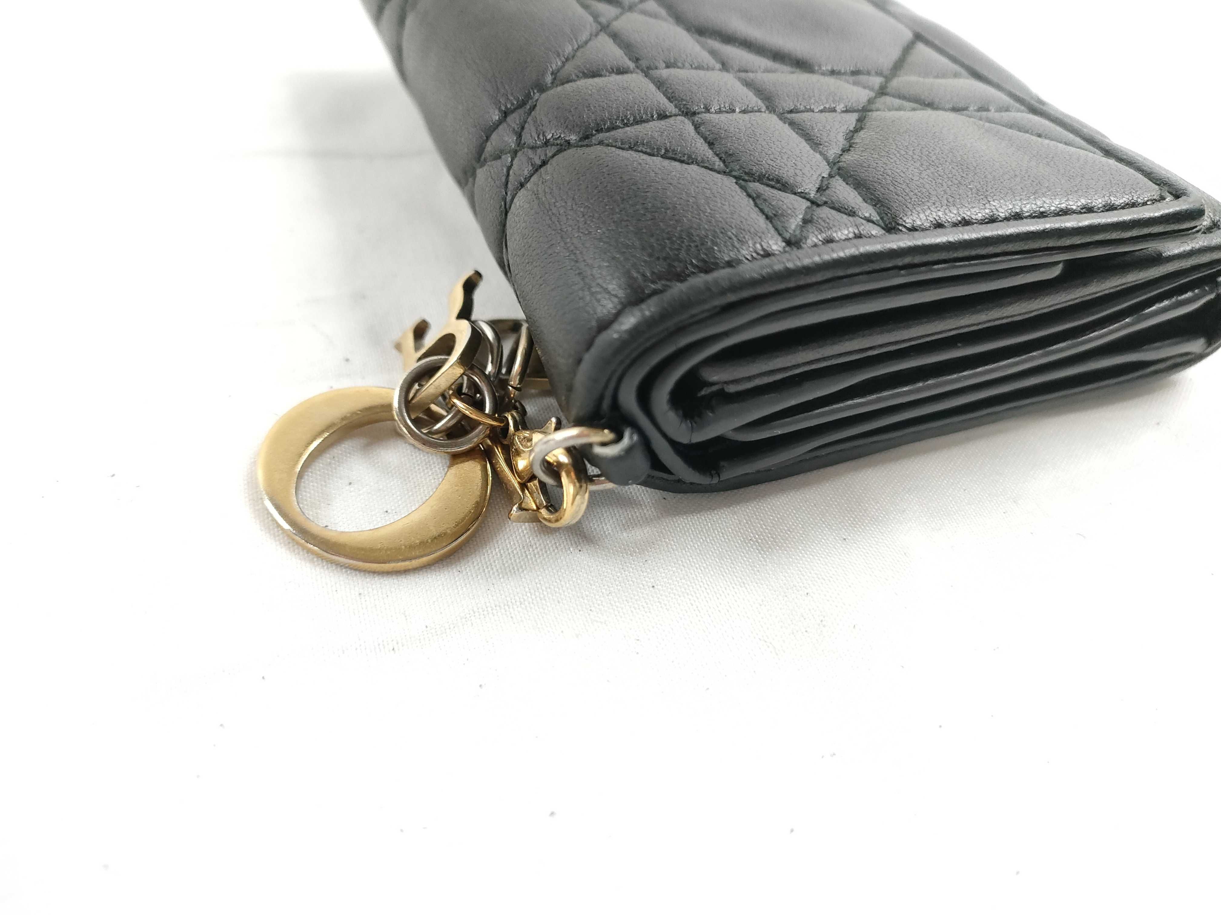 Lady Dior Cannage Lambskin Lady Lotus Wallet Tri-fold Wallet Black — view 4