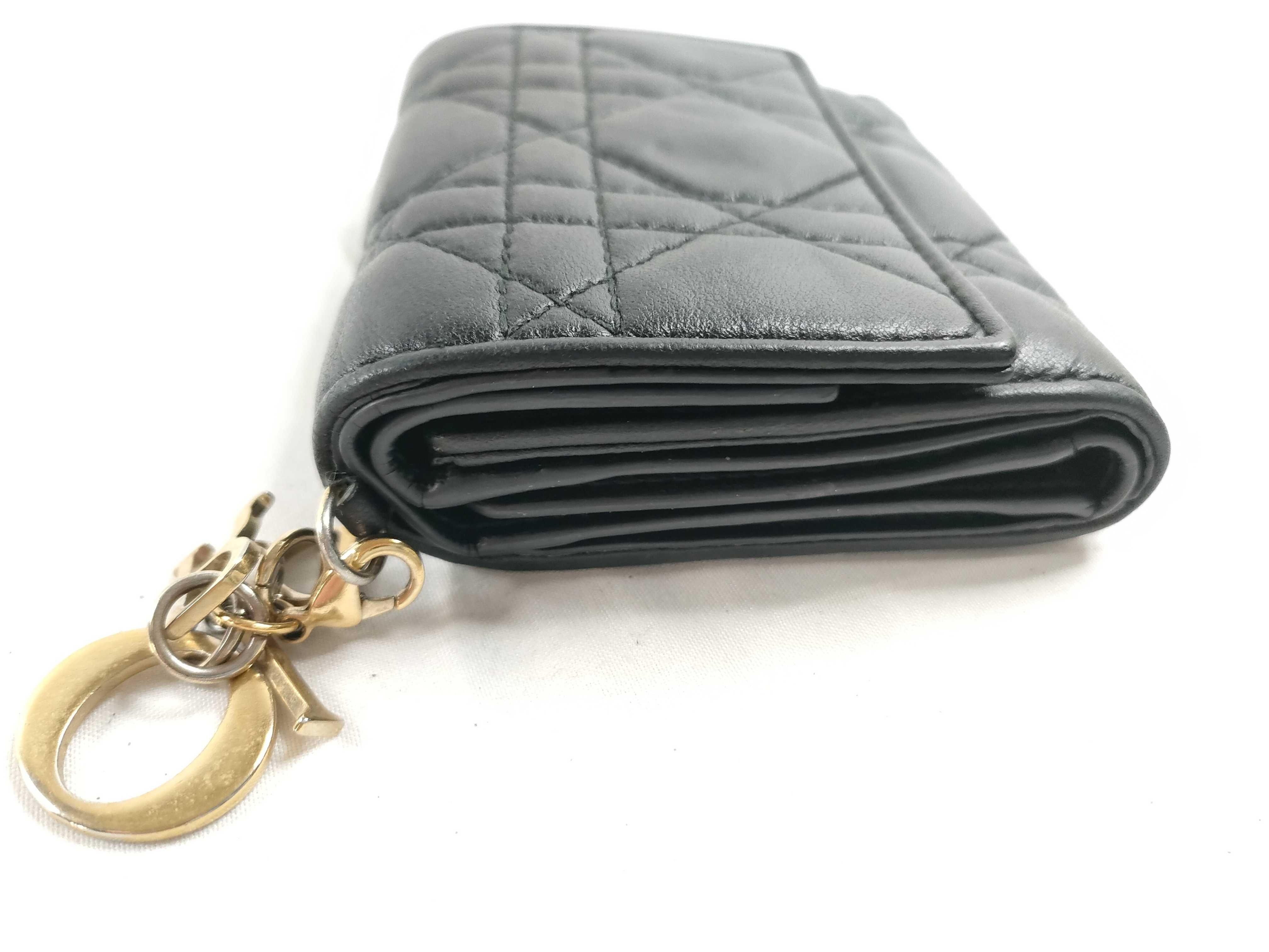 Lady Dior Cannage Lambskin Lady Lotus Wallet Tri-fold Wallet Black — view 5