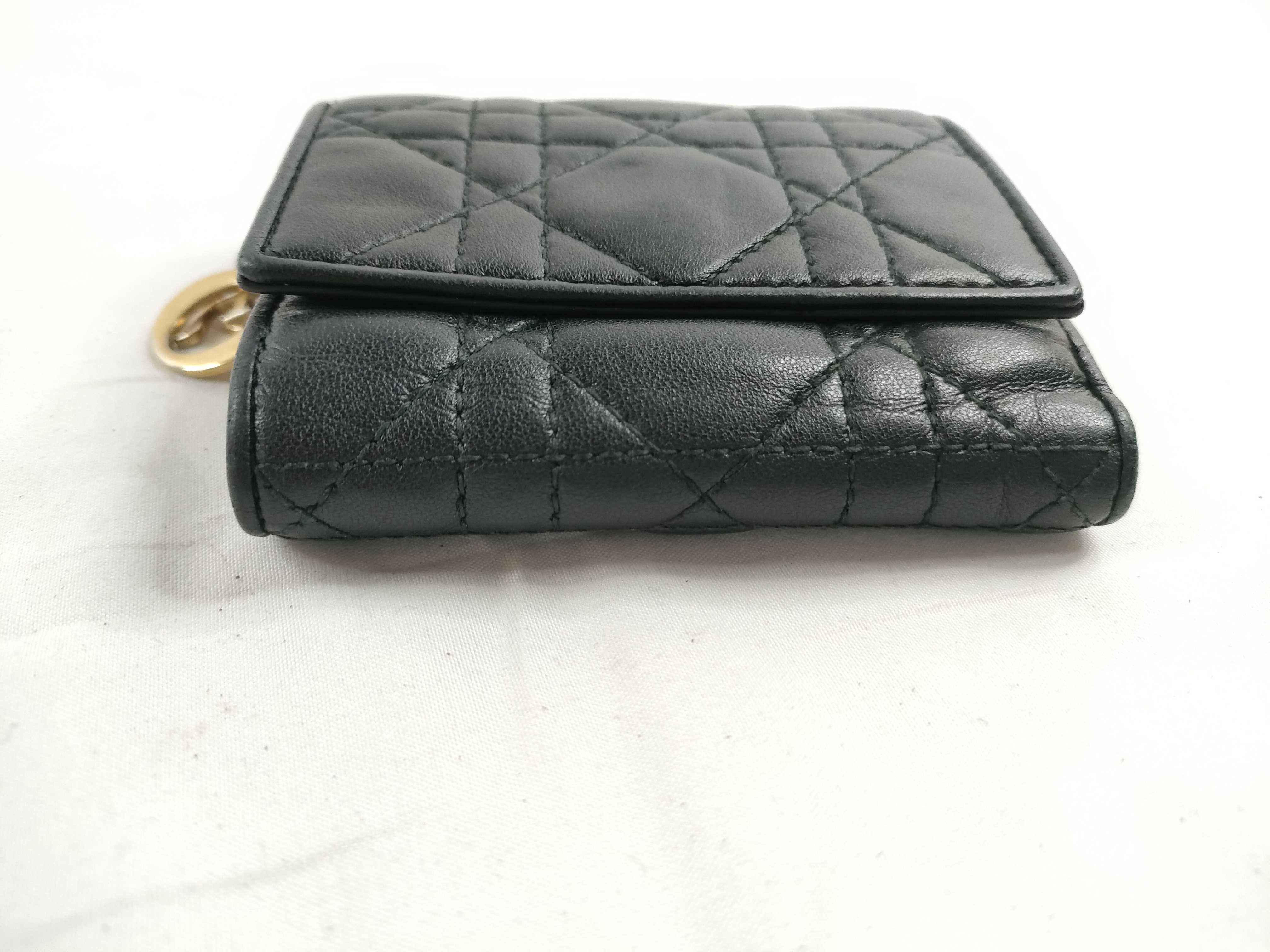 Lady Dior Cannage Lambskin Lady Lotus Wallet Tri-fold Wallet Black — view 6