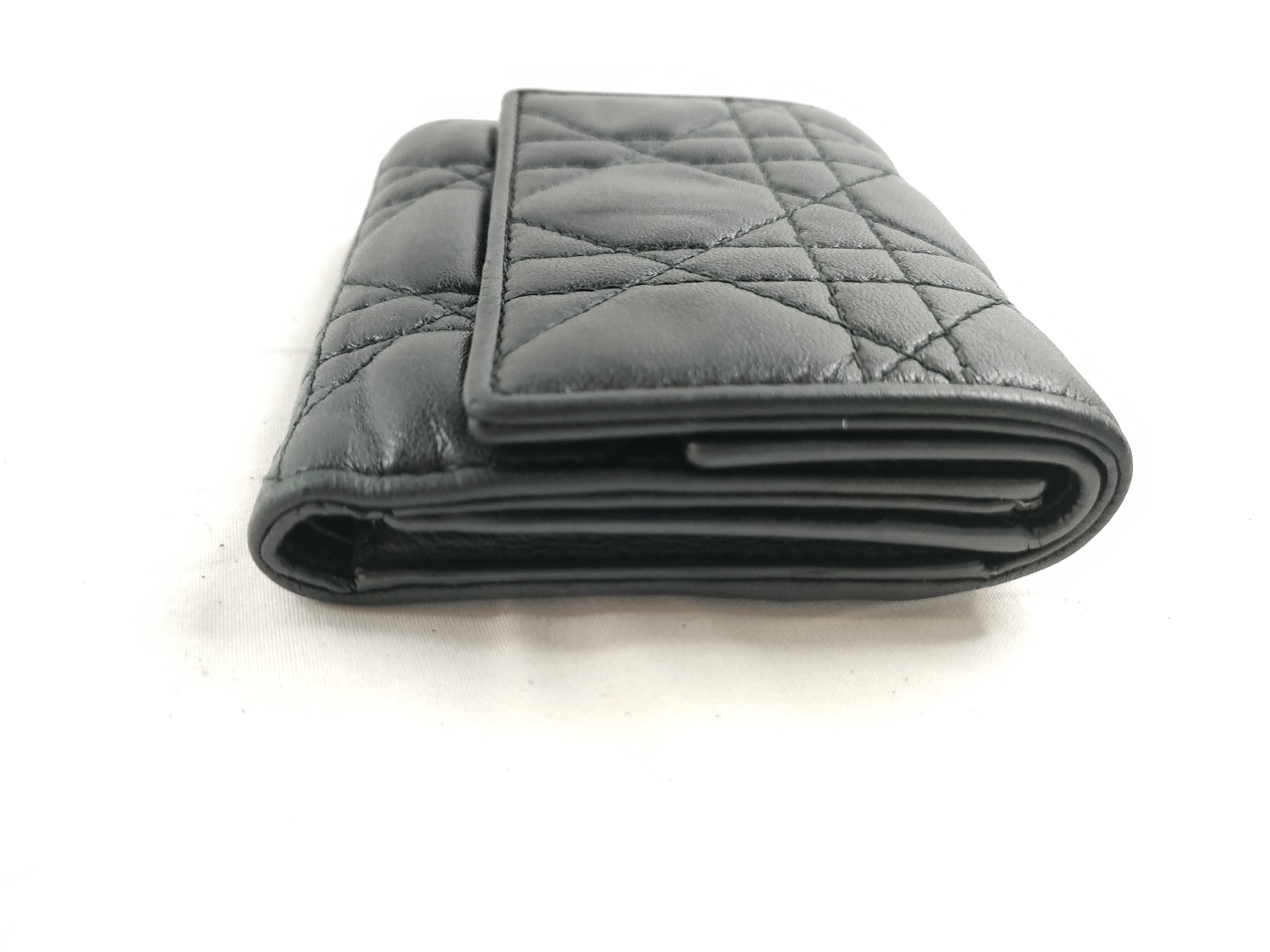 Lady Dior Cannage Lambskin Lady Lotus Wallet Tri-fold Wallet Black — view 7