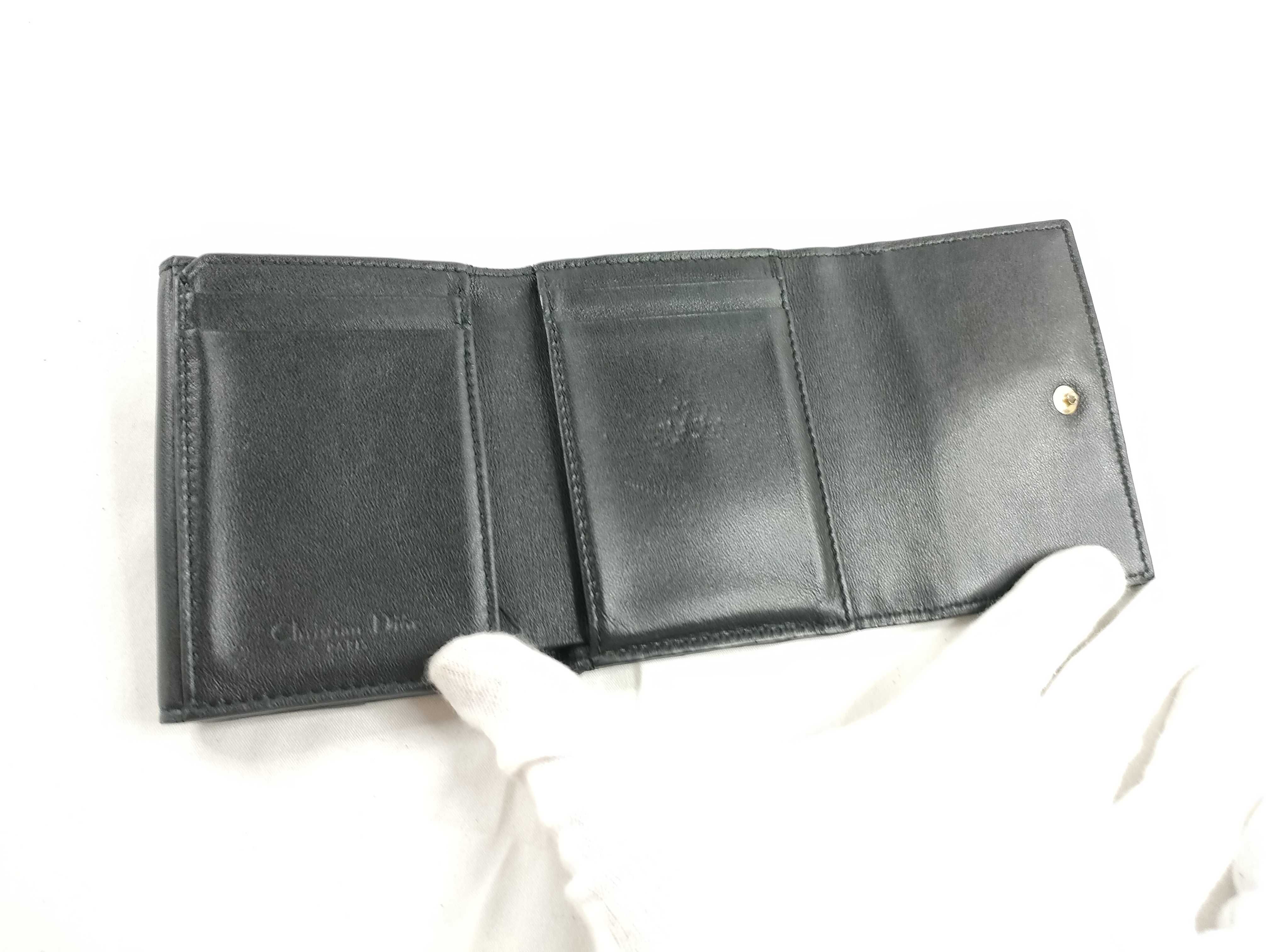 Lady Dior Cannage Lambskin Lady Lotus Wallet Tri-fold Wallet Black — view 8
