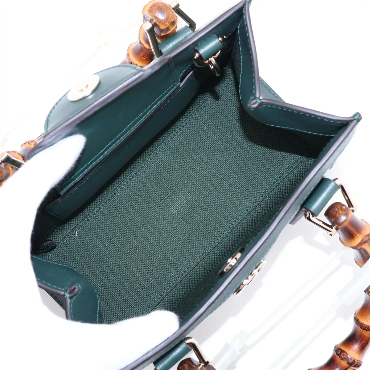 Bamboo Diana Small Leather 2-Way Handbag, Green, 832936 — view 8