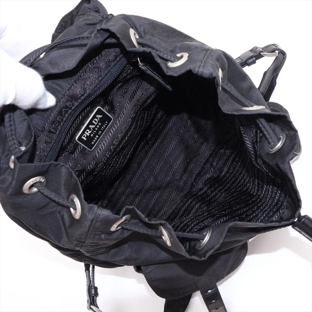 Tessuto Nylon Backpack/Rucksack, Black — view 7
