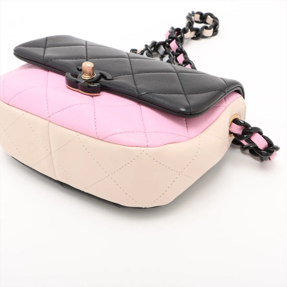 Mini Matelasse Lambskin Chain Shoulder Bag Multicolor Gold x Black Hardware C2PJ9P6J Random Plate — view 3