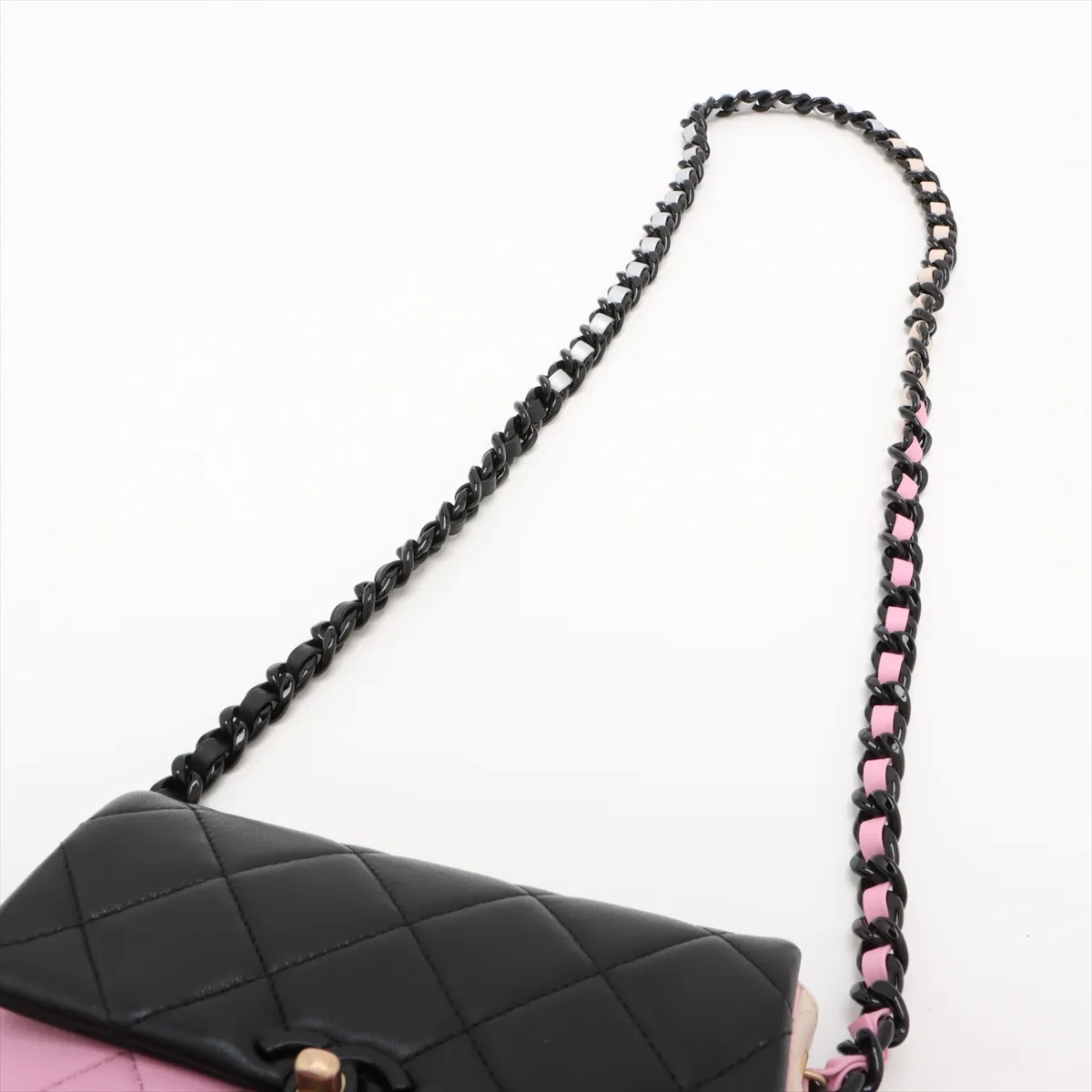 Mini Matelasse Lambskin Chain Shoulder Bag Multicolor Gold x Black Hardware C2PJ9P6J Random Plate — view 5