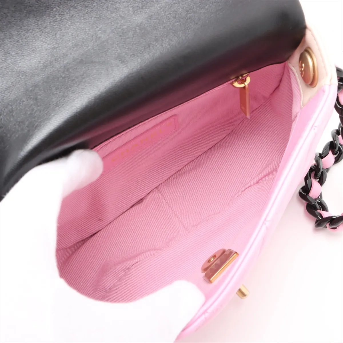 Mini Matelasse Lambskin Chain Shoulder Bag Multicolor Gold x Black Hardware C2PJ9P6J Random Plate — view 6