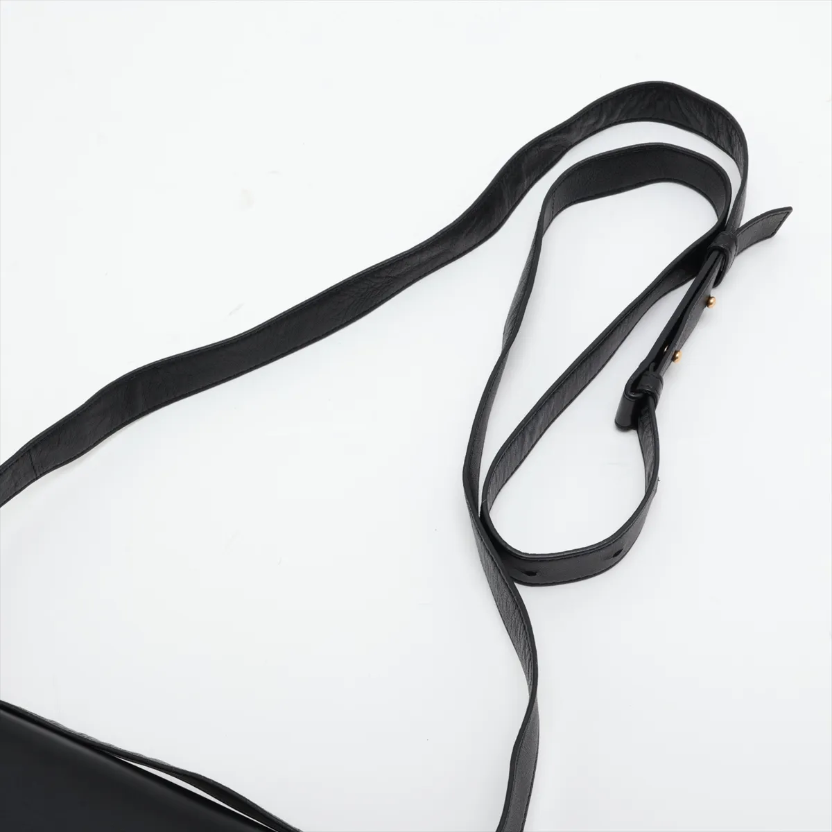 Clip Leather Shoulder Bag, Black — view 5