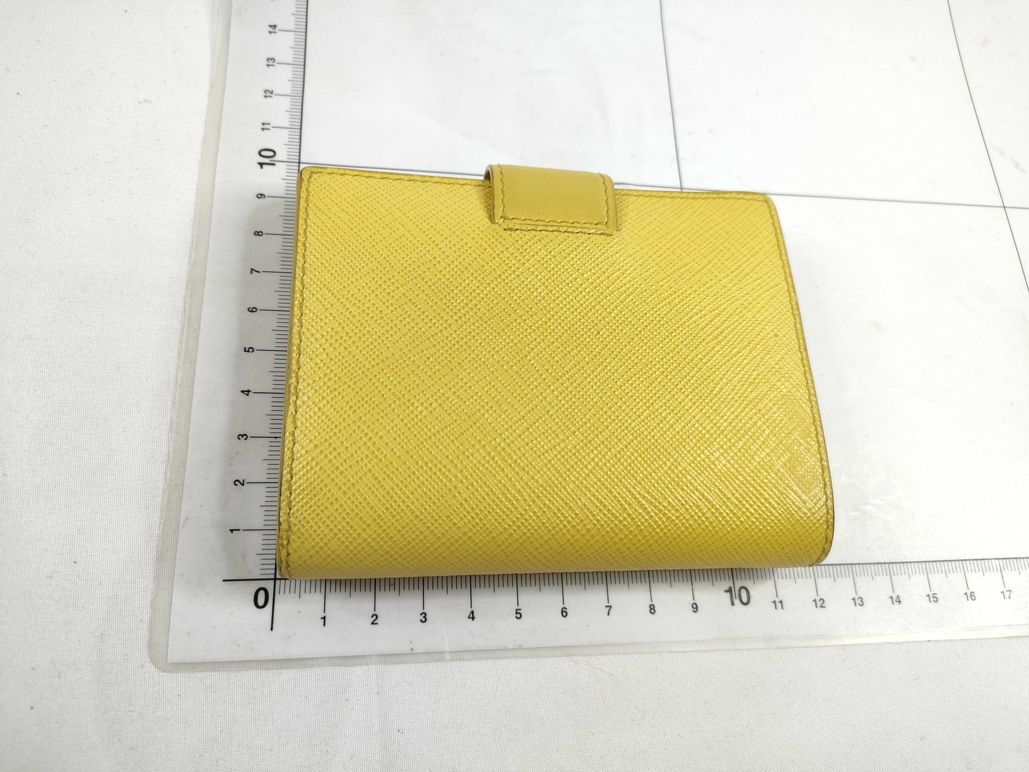 Saffiano Leather Bi-fold Wallet, Yellow, 1MV204 — view 2