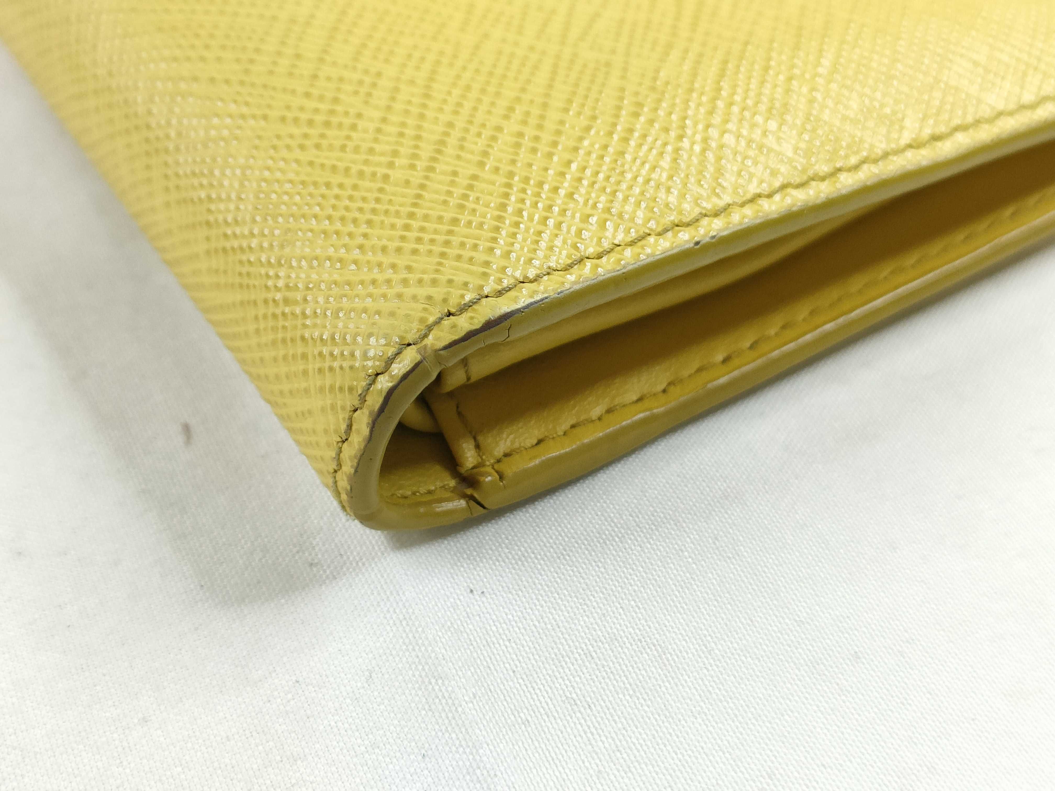 Saffiano Leather Bi-fold Wallet, Yellow, 1MV204 — view 3