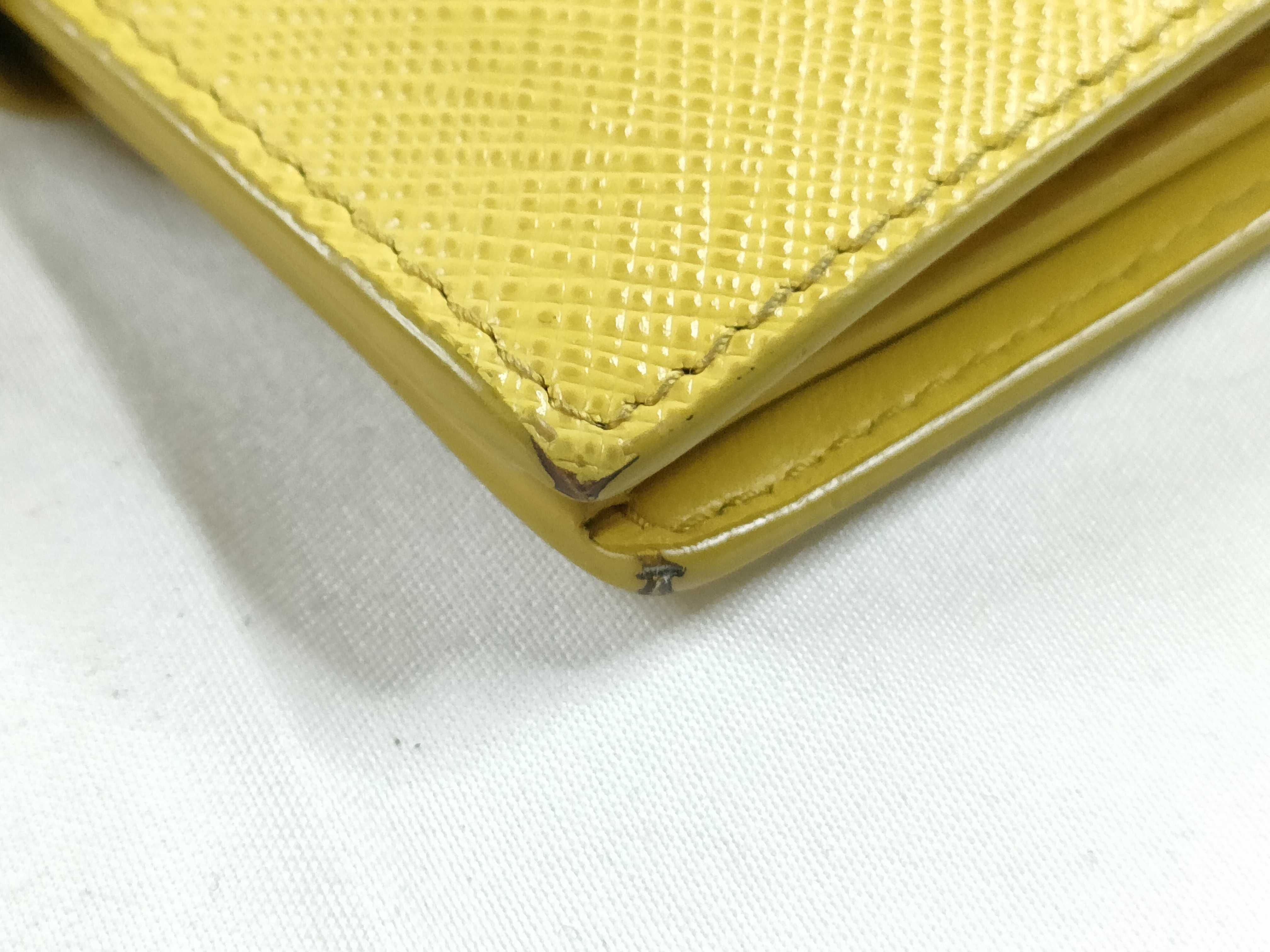 Saffiano Leather Bi-fold Wallet, Yellow, 1MV204 — view 4