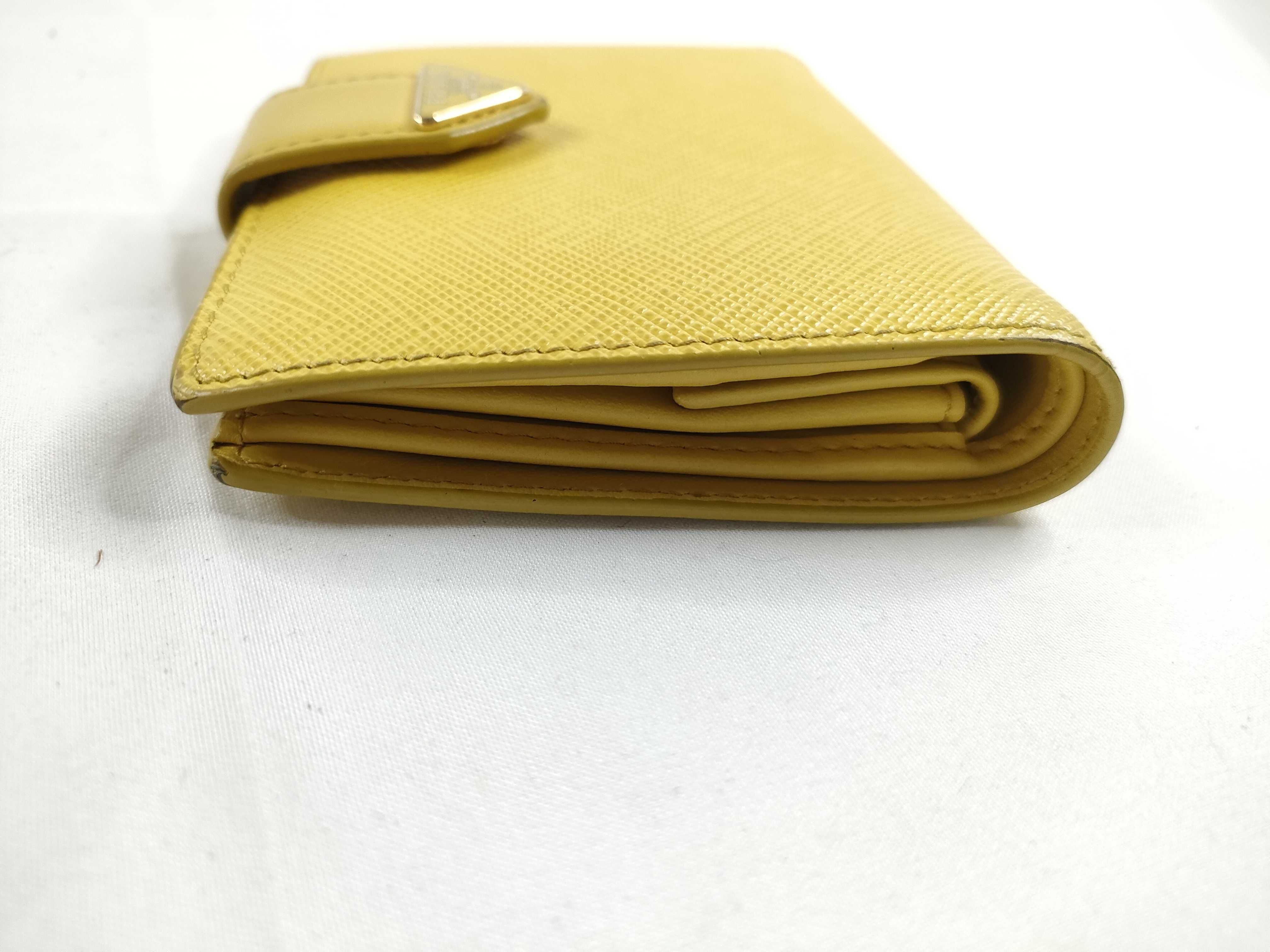 Saffiano Leather Bi-fold Wallet, Yellow, 1MV204 — view 5