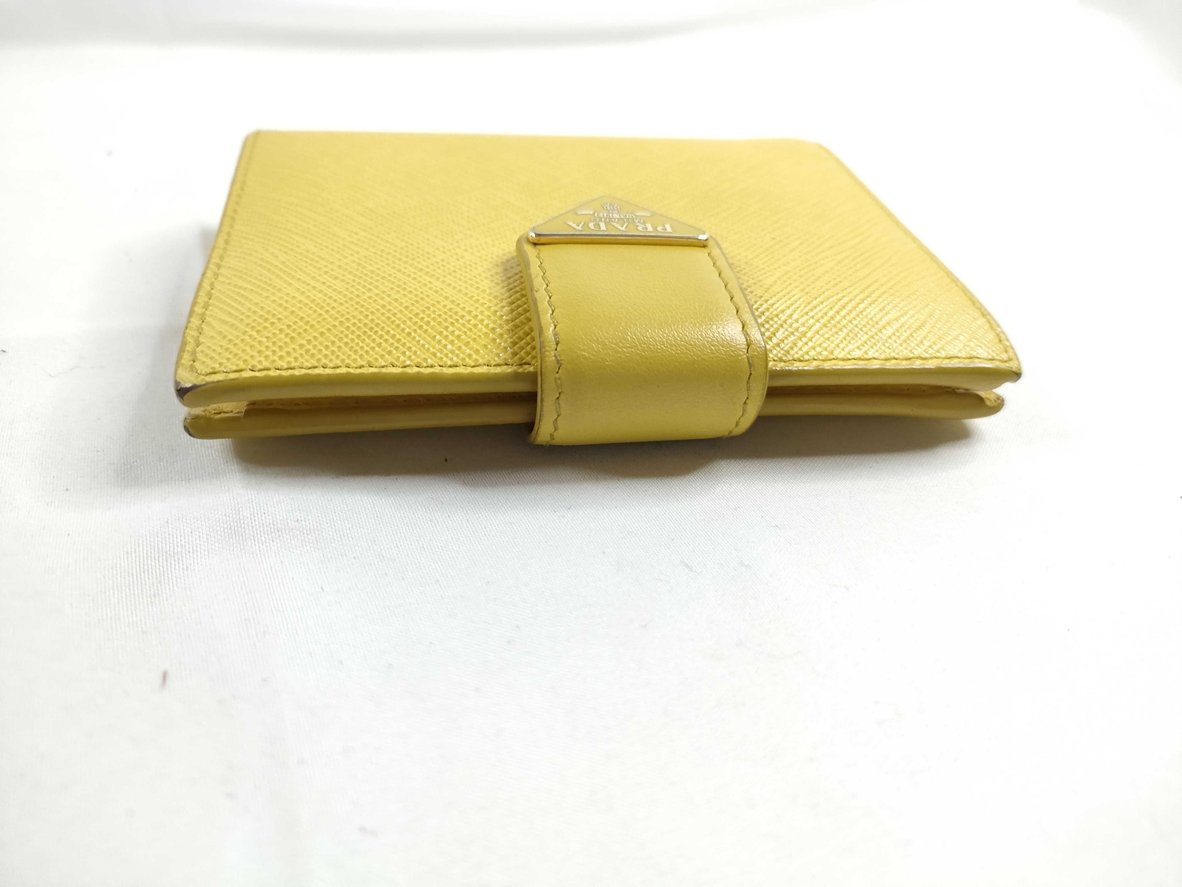 Saffiano Leather Bi-fold Wallet, Yellow, 1MV204 — view 6