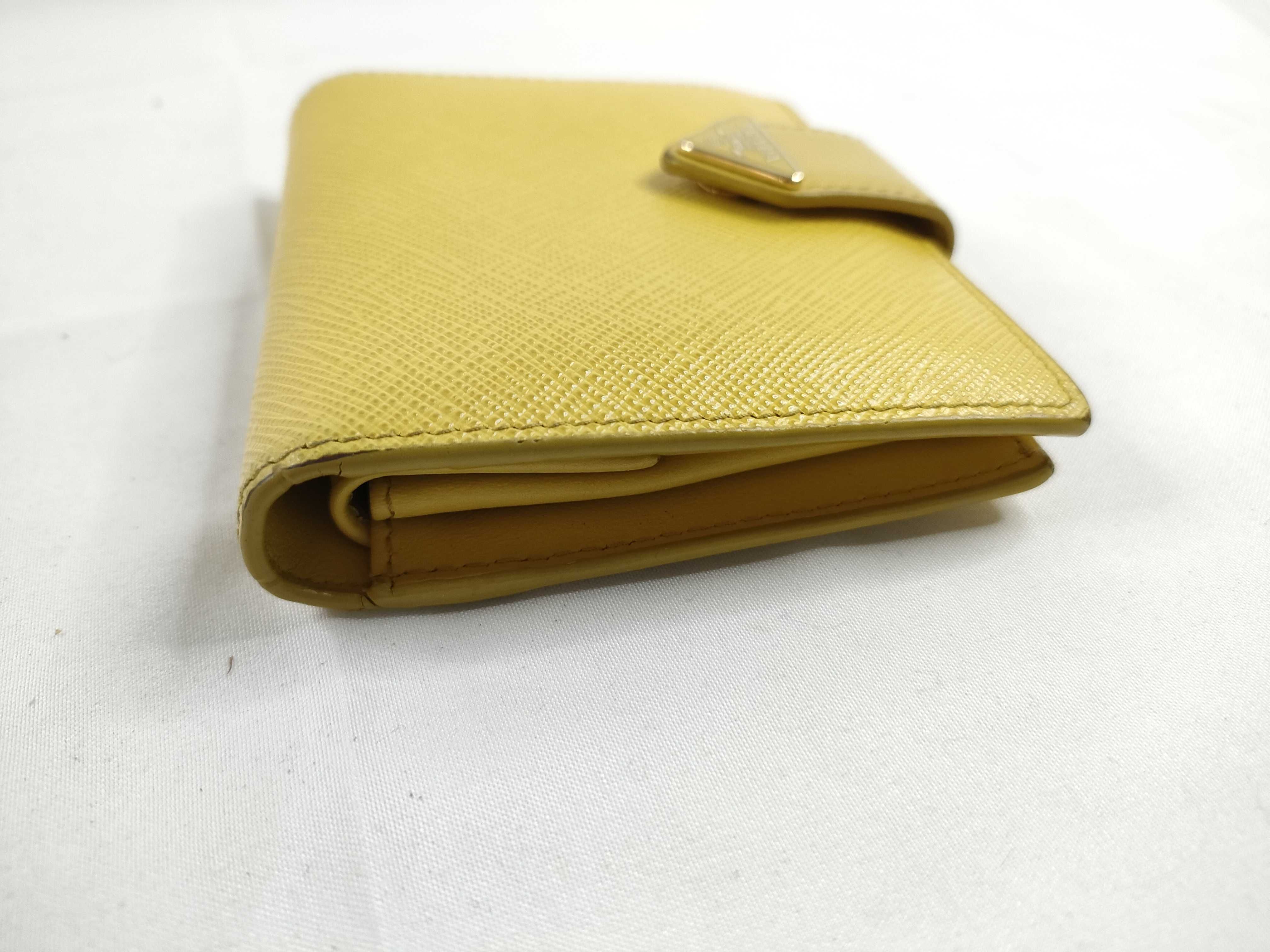 Saffiano Leather Bi-fold Wallet, Yellow, 1MV204 — view 7