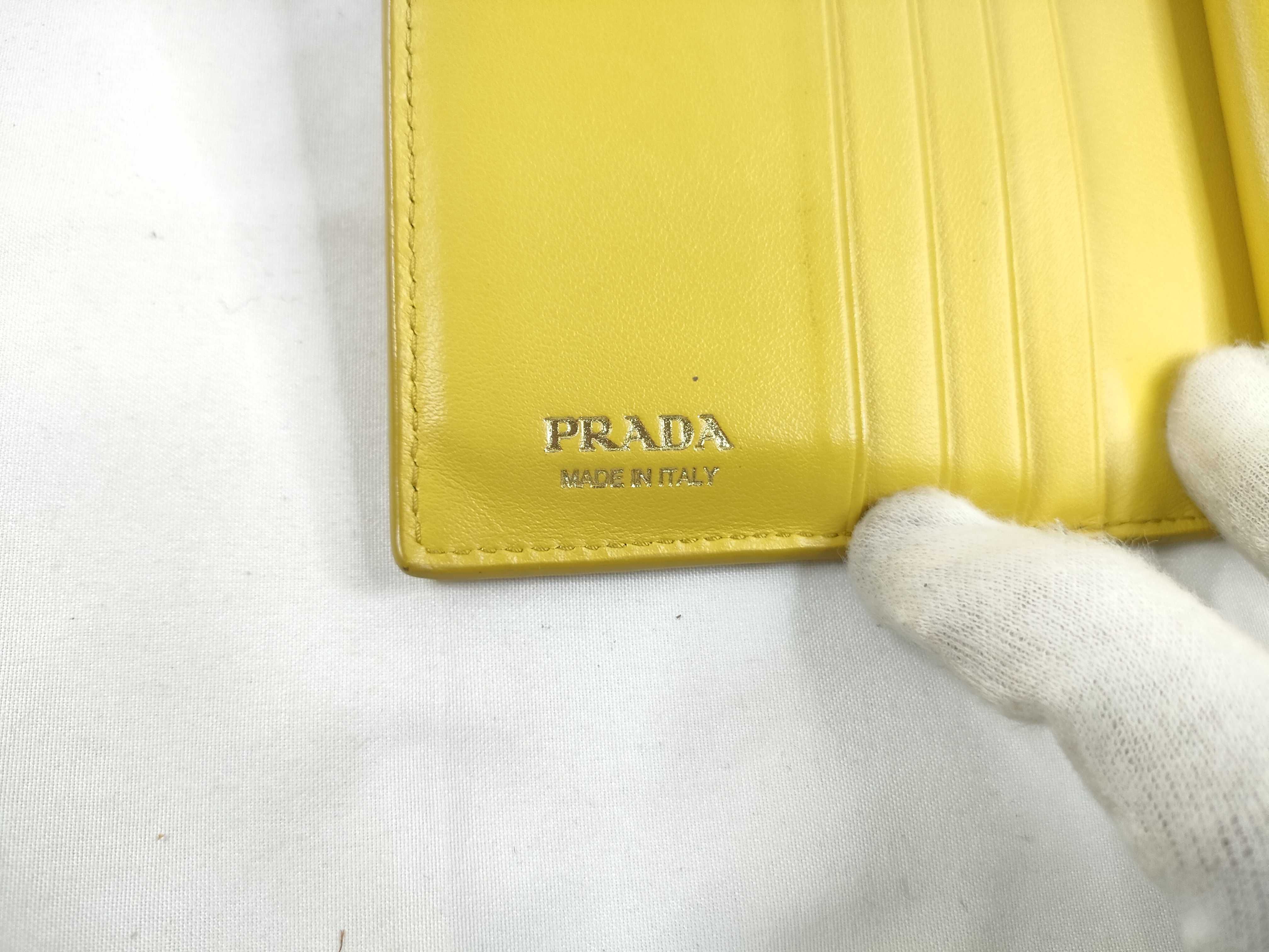 Saffiano Leather Bi-fold Wallet, Yellow, 1MV204 — view 9