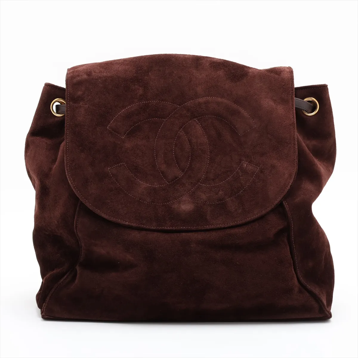 Coco Mark Suede Chain Backpack, Brown with Gold Hardware, Item No. 3635510 (Serial No. 3)