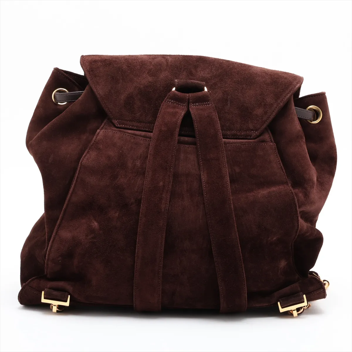 Coco Mark Suede Chain Backpack, Brown with Gold Hardware, Item No. 3635510 (Serial No. 3) — view 2